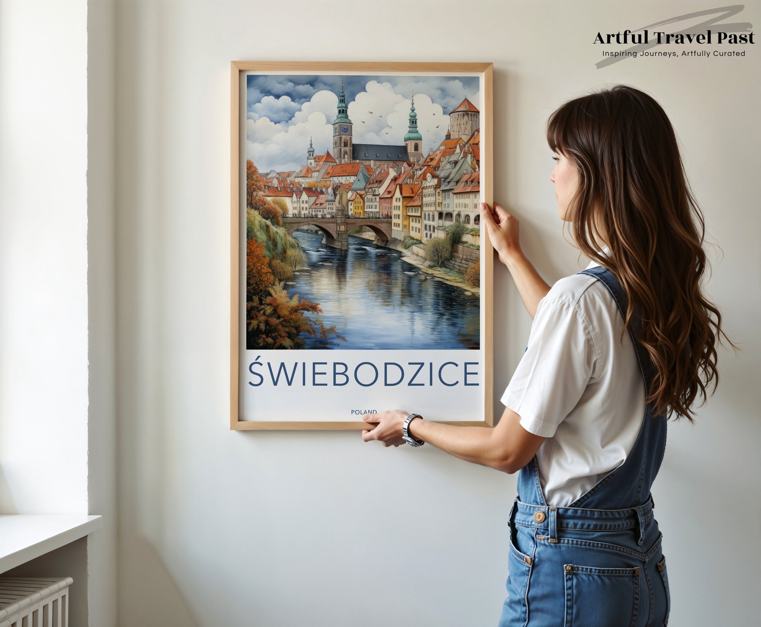 Swiebodzice Wall Art, Poland Charming Townscape Print, Historical Architecture Art, Scenic Riverside View, Rustic European Decor