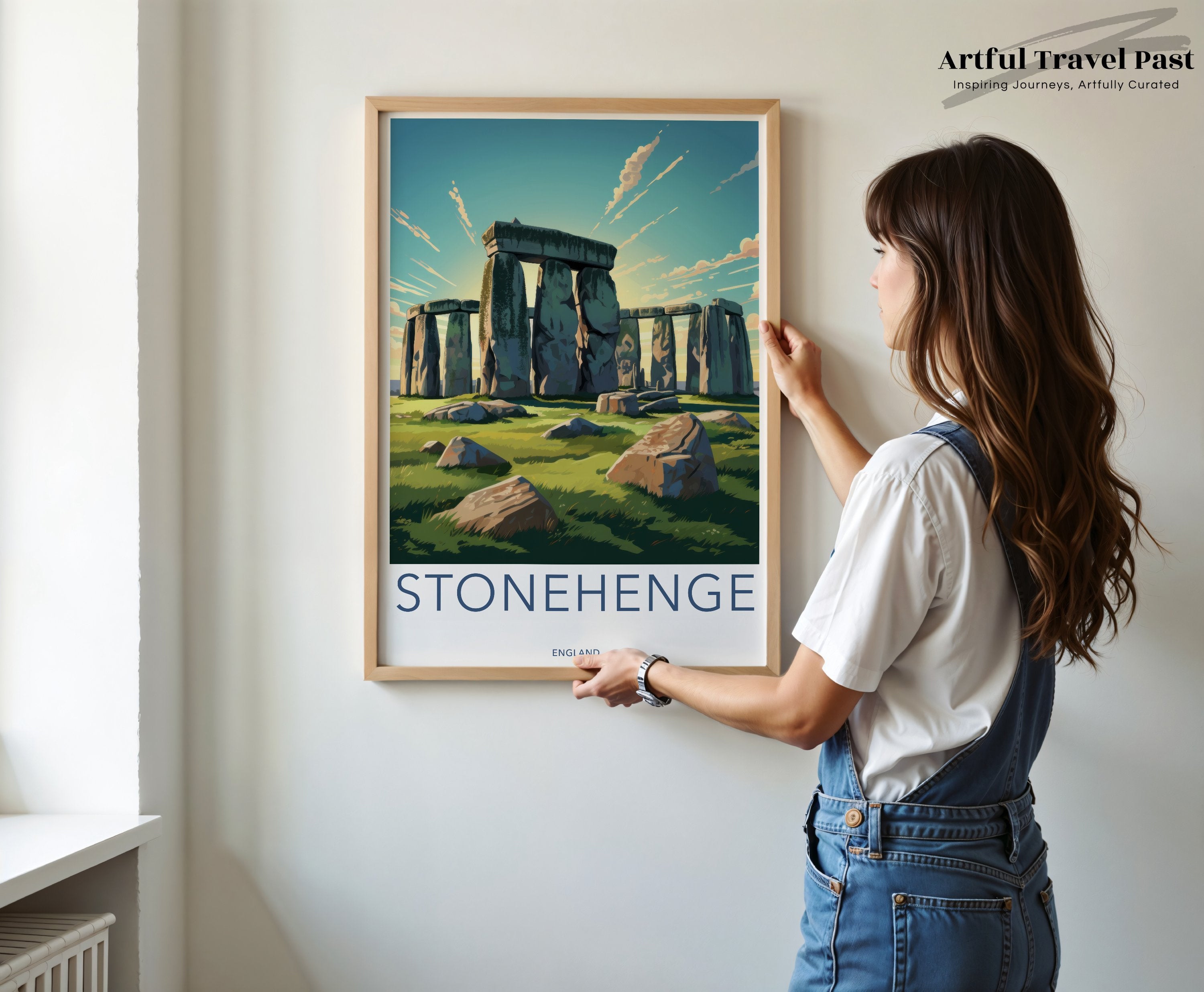 Stonehenge Wall Art Print, Ancient Monument Art, Historical Landmark Decor, England Travel Poster, Archaeological Wonder