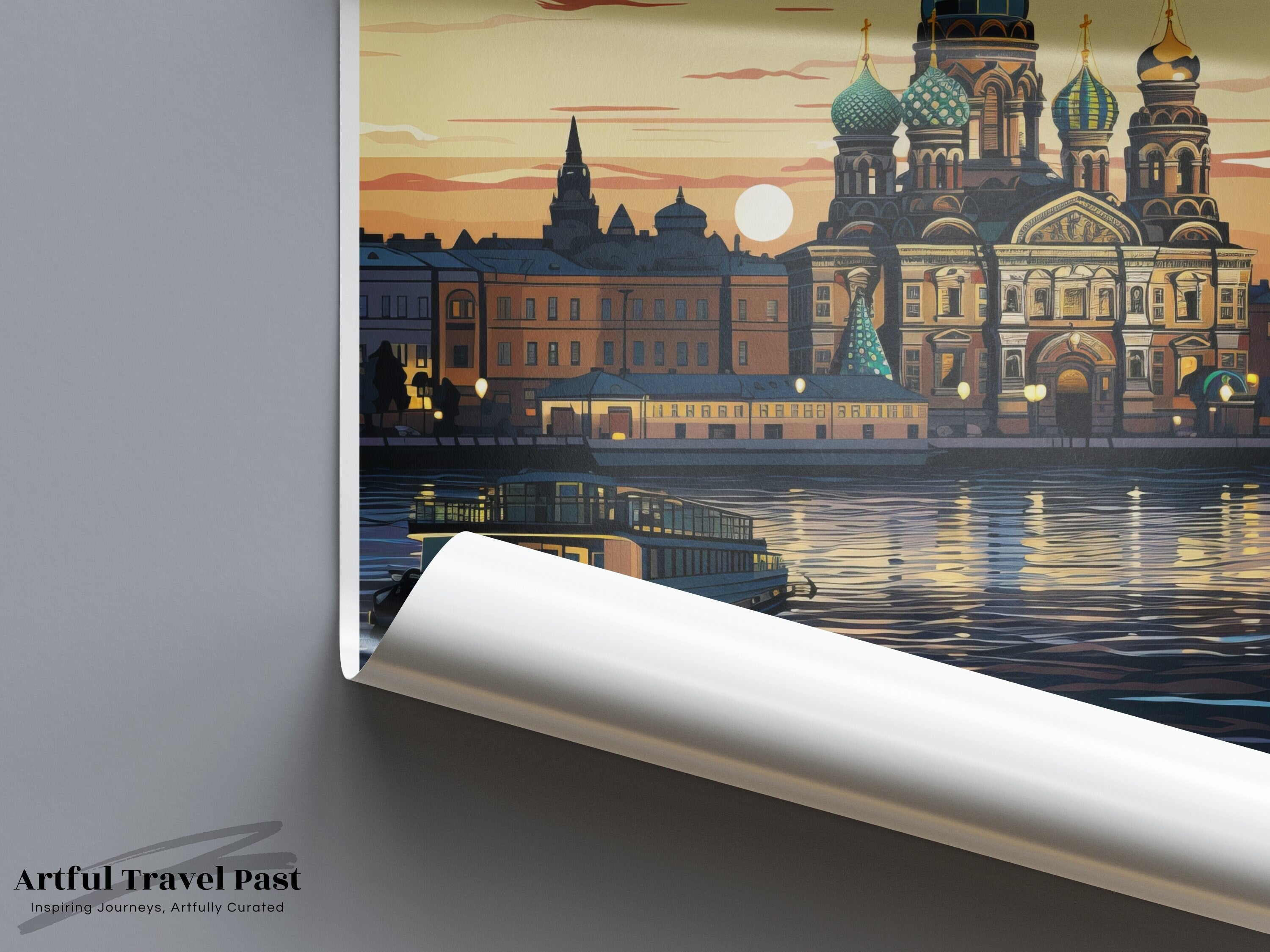 St. Petersburg Cityscape, Russia Wall Art, Travel Poster, Historic Landmarks, City Print, Home Decor, Architecture Wall Art, Gift