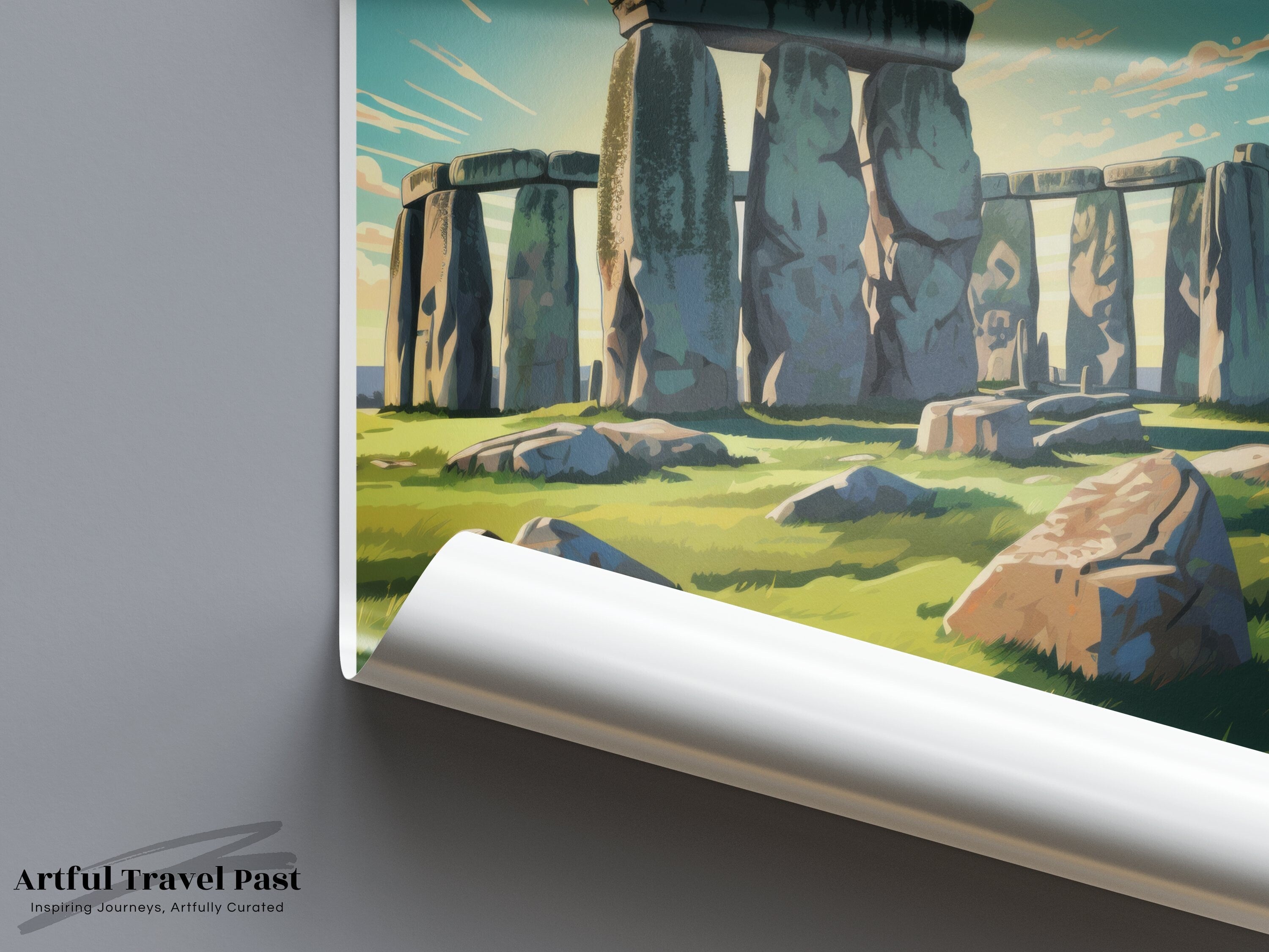 Stonehenge Wall Art Print, Ancient Monument Art, Historical Landmark Decor, England Travel Poster, Archaeological Wonder