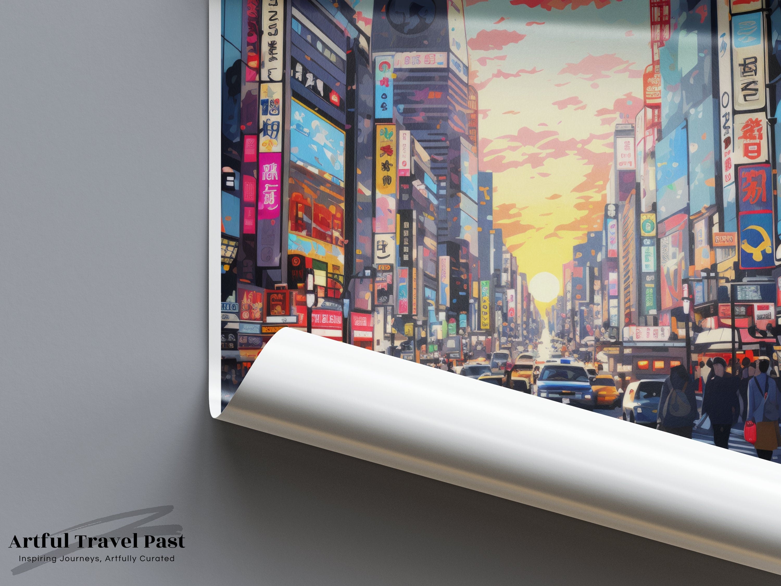 Tokyo Cityscape Wall Art, Japan Street Scene Print, Modern Urban Decor, Vibrant Tokyo Sunset Artwork, Colorful City Wall Poster