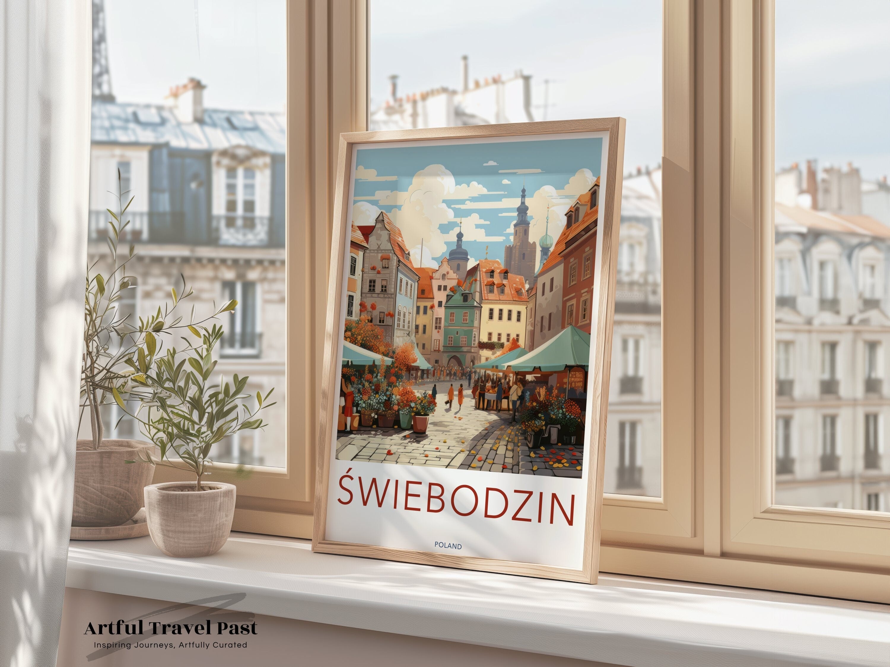 Swiebodzin Wall Art Print, Historic Town Print, Poland Travel Poster, European Architecture, Quaint Streets, Colorful Buildings