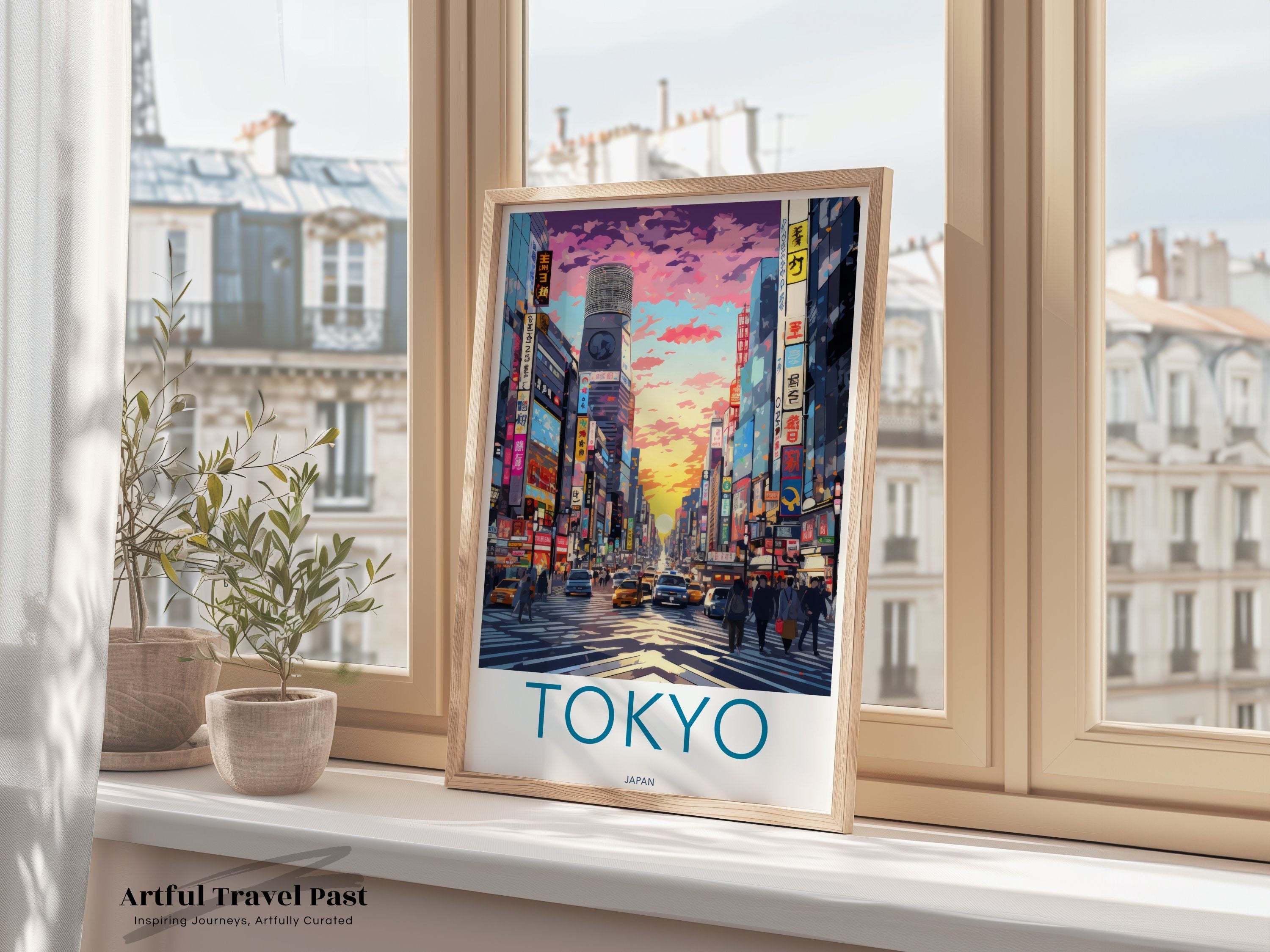 Tokyo Cityscape Wall Art, Japan Street Scene Print, Modern Urban Decor, Vibrant Tokyo Sunset Artwork, Colorful City Wall Poster