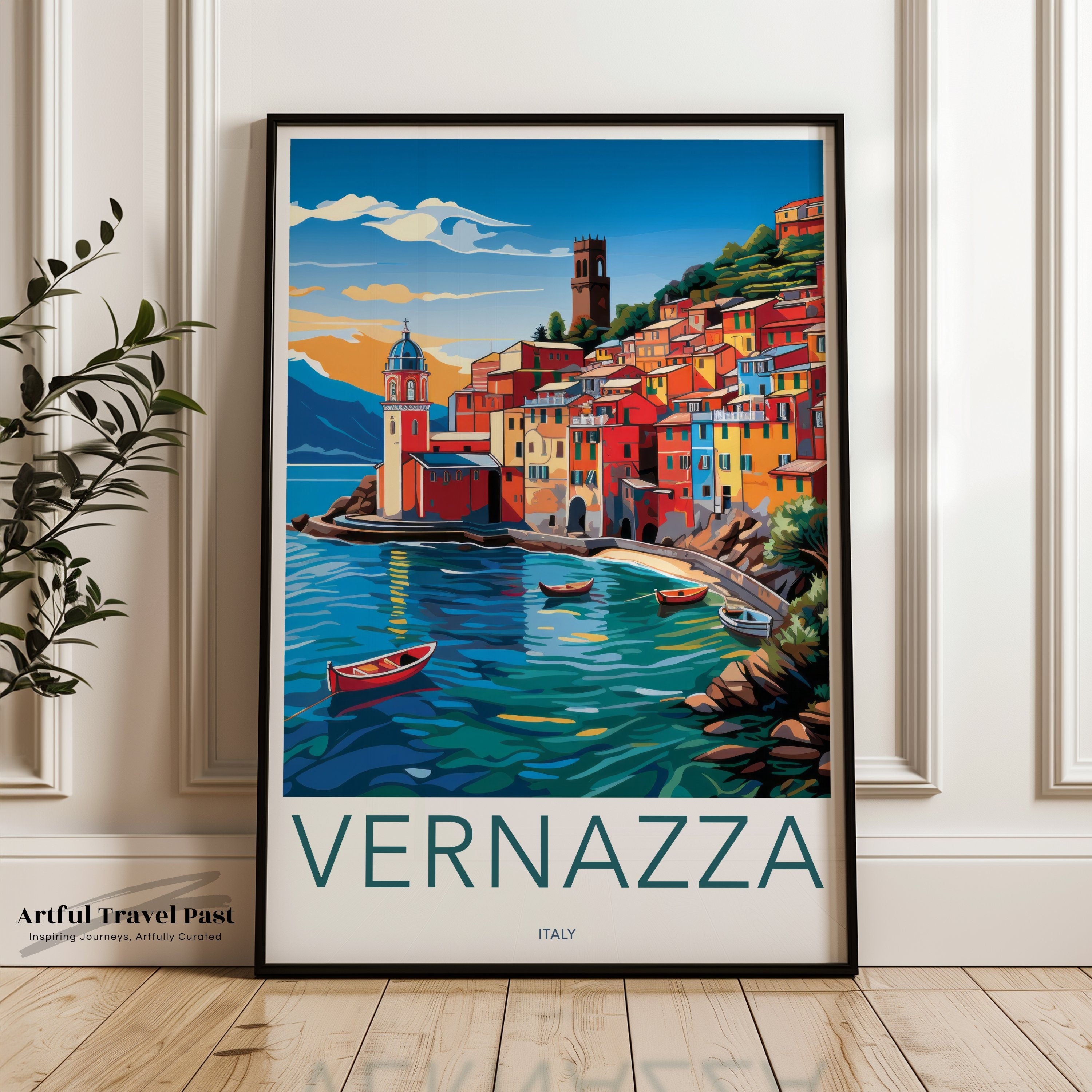 Vernazza Italy Wall Art, Coastal Italian Village Print, Cinque Terre Art, Mediterranean Landscape Decor, Travel Poster