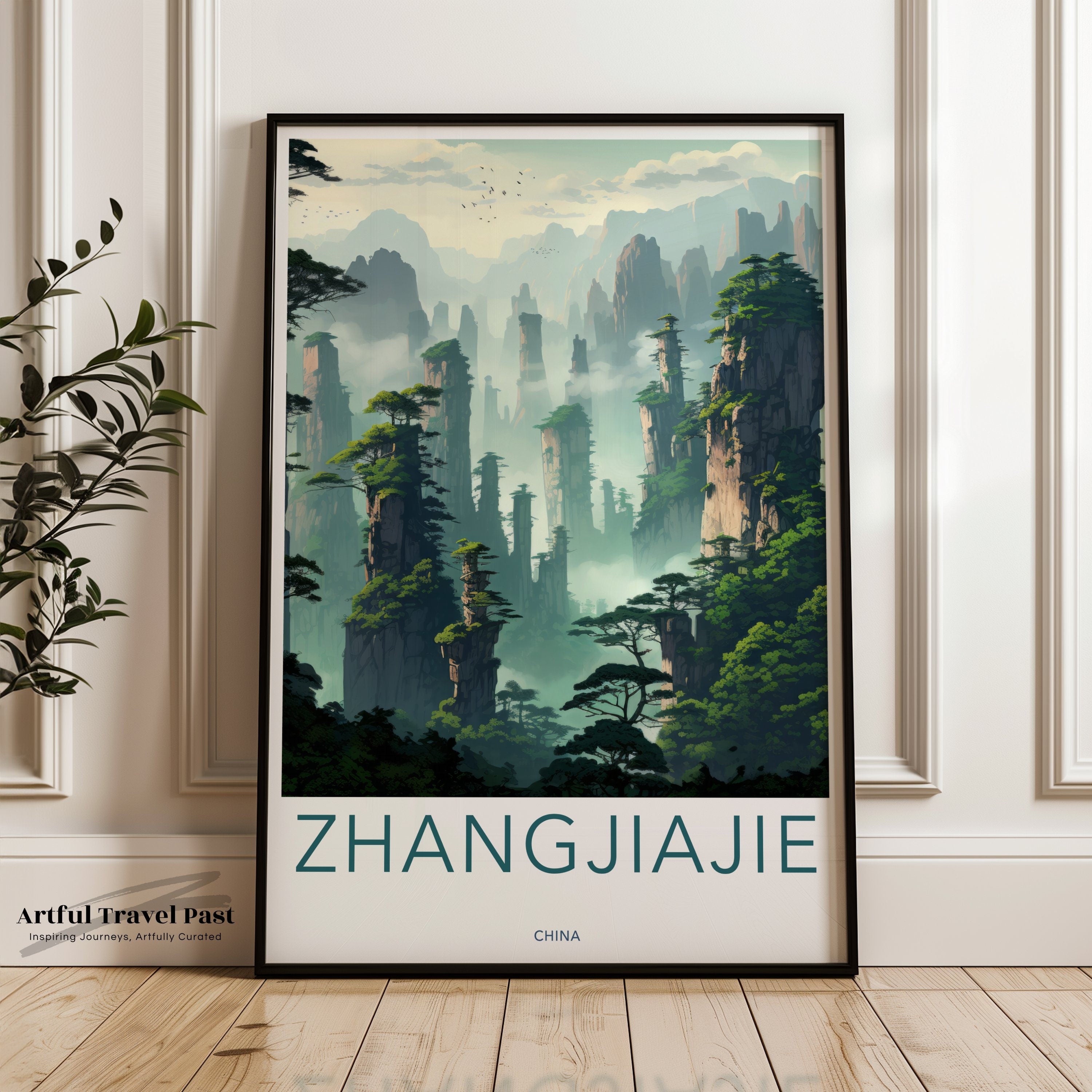 Zhangjiajie China Wall Art Poster, Stunning Scenic Landscape, Natural Wonders Print, Asian Beauty Decor, Travel Artwork