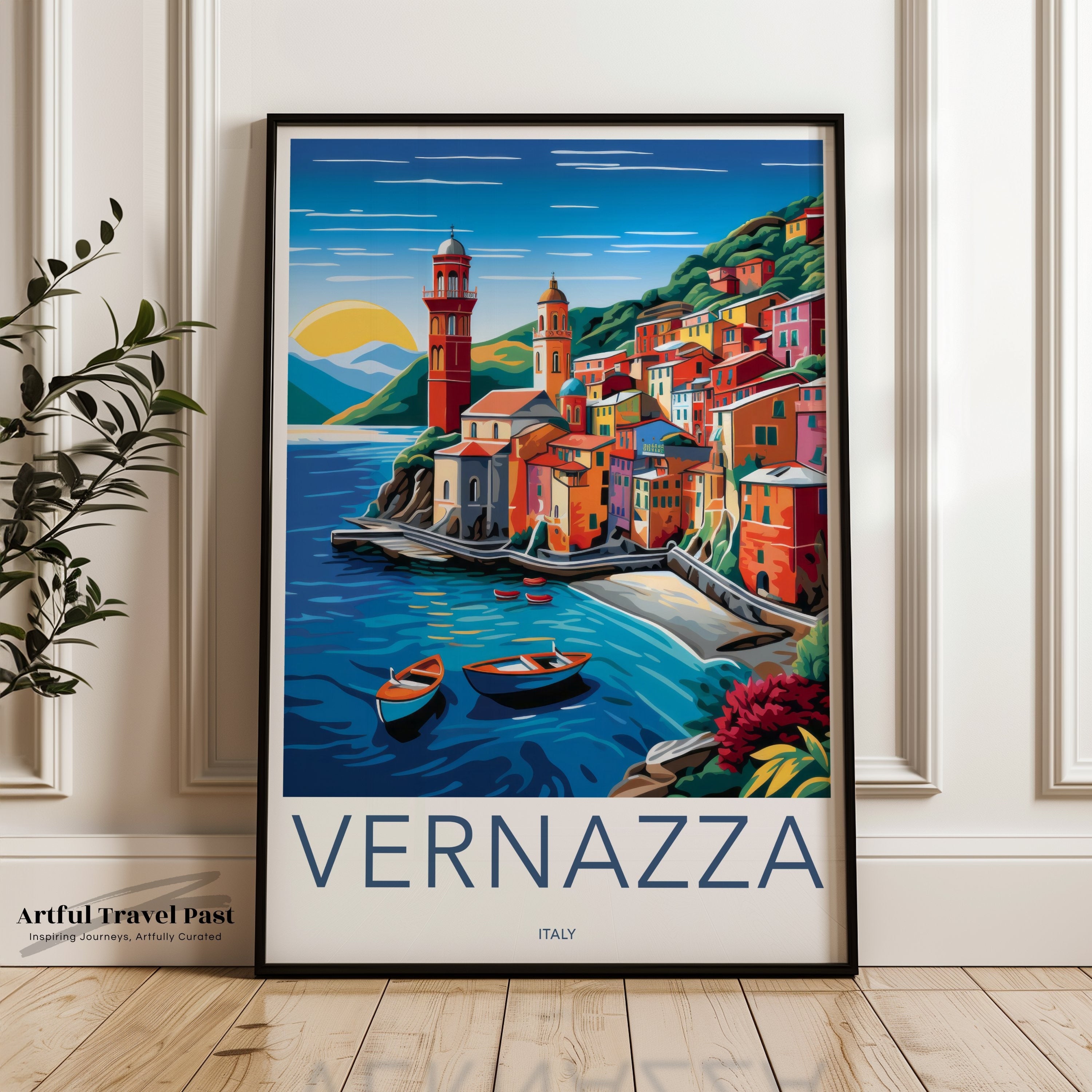 Vernazza Italy Coastal Town Wall Art, Colorful Vernazza Print, Scenic Vernazza Poster, Italian Riviera Artwork, Mediterranean Decor