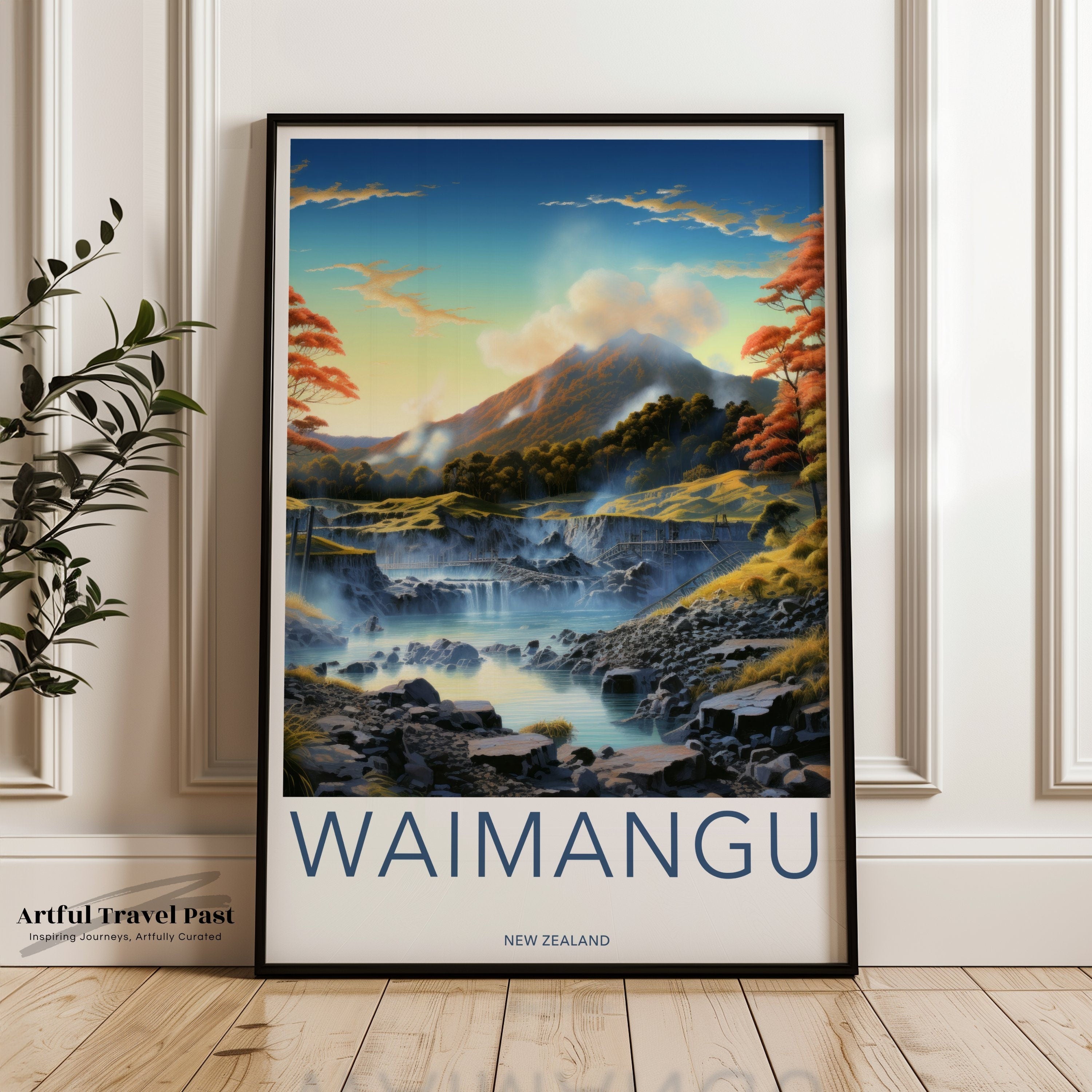 Waimangu New Zealand Wall Art Print, Scenic Landscape Poster, Nature-Inspired Artwork, Travel Souvenir, Home Decor, Gift Idea