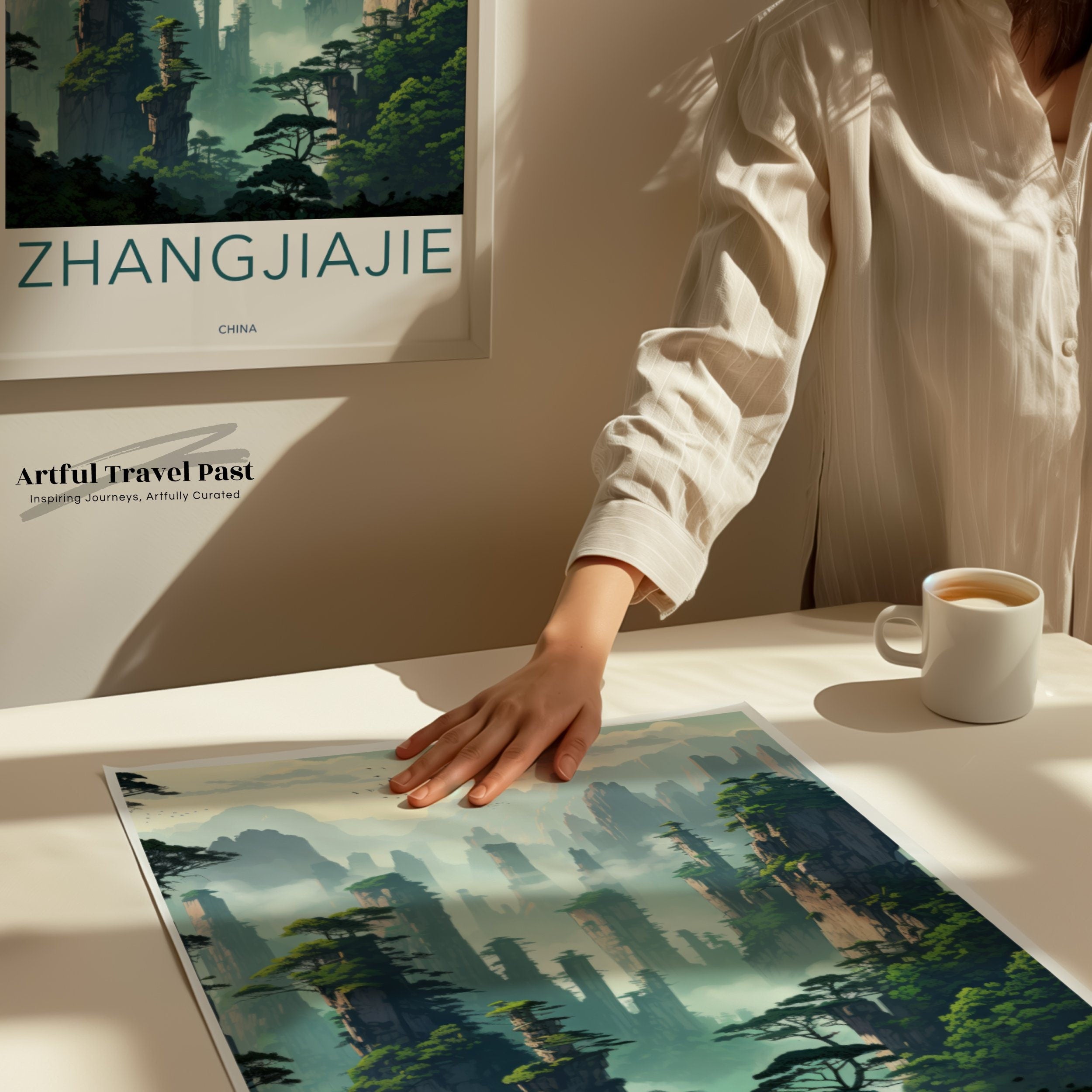 Zhangjiajie China Wall Art Poster, Stunning Scenic Landscape, Natural Wonders Print, Asian Beauty Decor, Travel Artwork