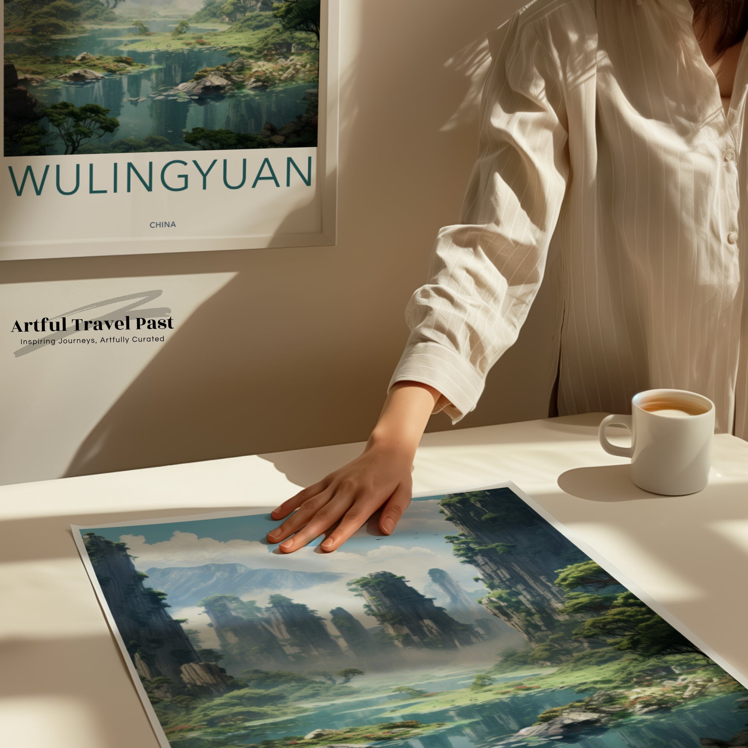 Wulingyuan Scenic Area Wall Art, Poster Print of Wulingyuan China, Nature Artwork for Home Decor, Chinese Landscape Print