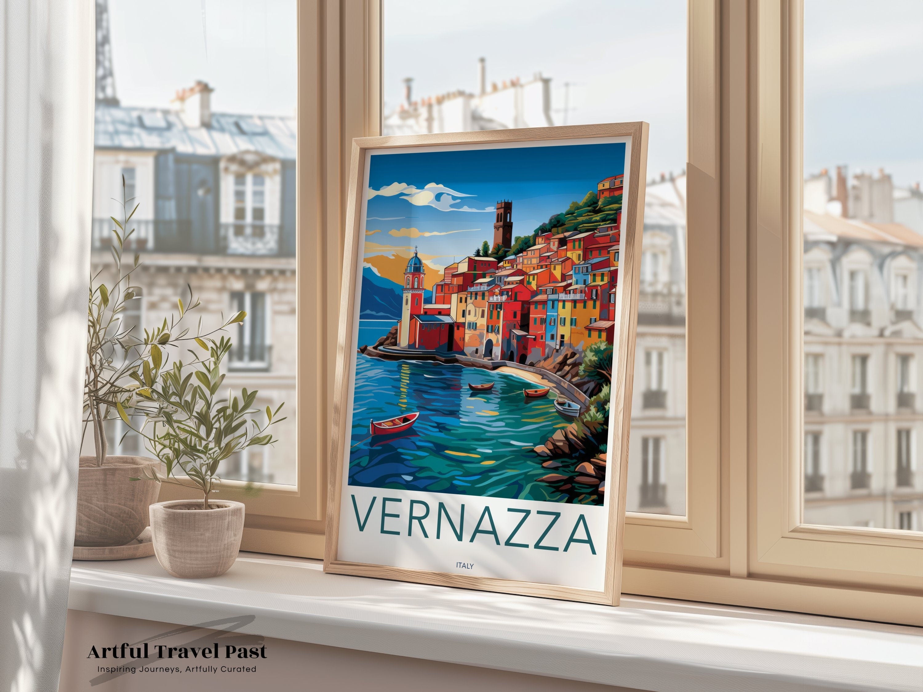 Vernazza Italy Wall Art, Coastal Italian Village Print, Cinque Terre Art, Mediterranean Landscape Decor, Travel Poster