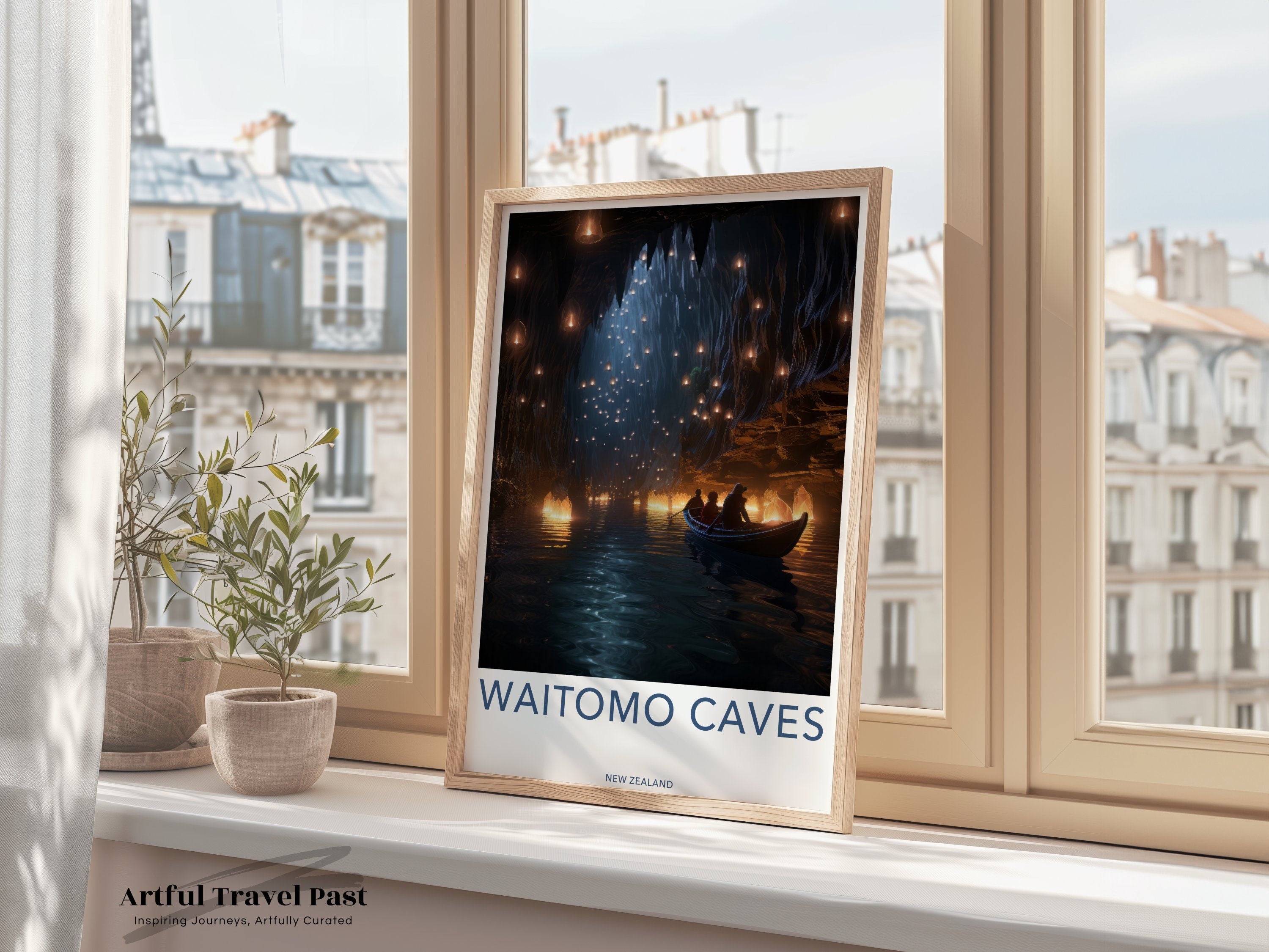 Waitomo Caves Wall Art, New Zealand Travel Poster, Glowworm Caves Print, Nature Landscape Decor, Cave Exploration Artwork