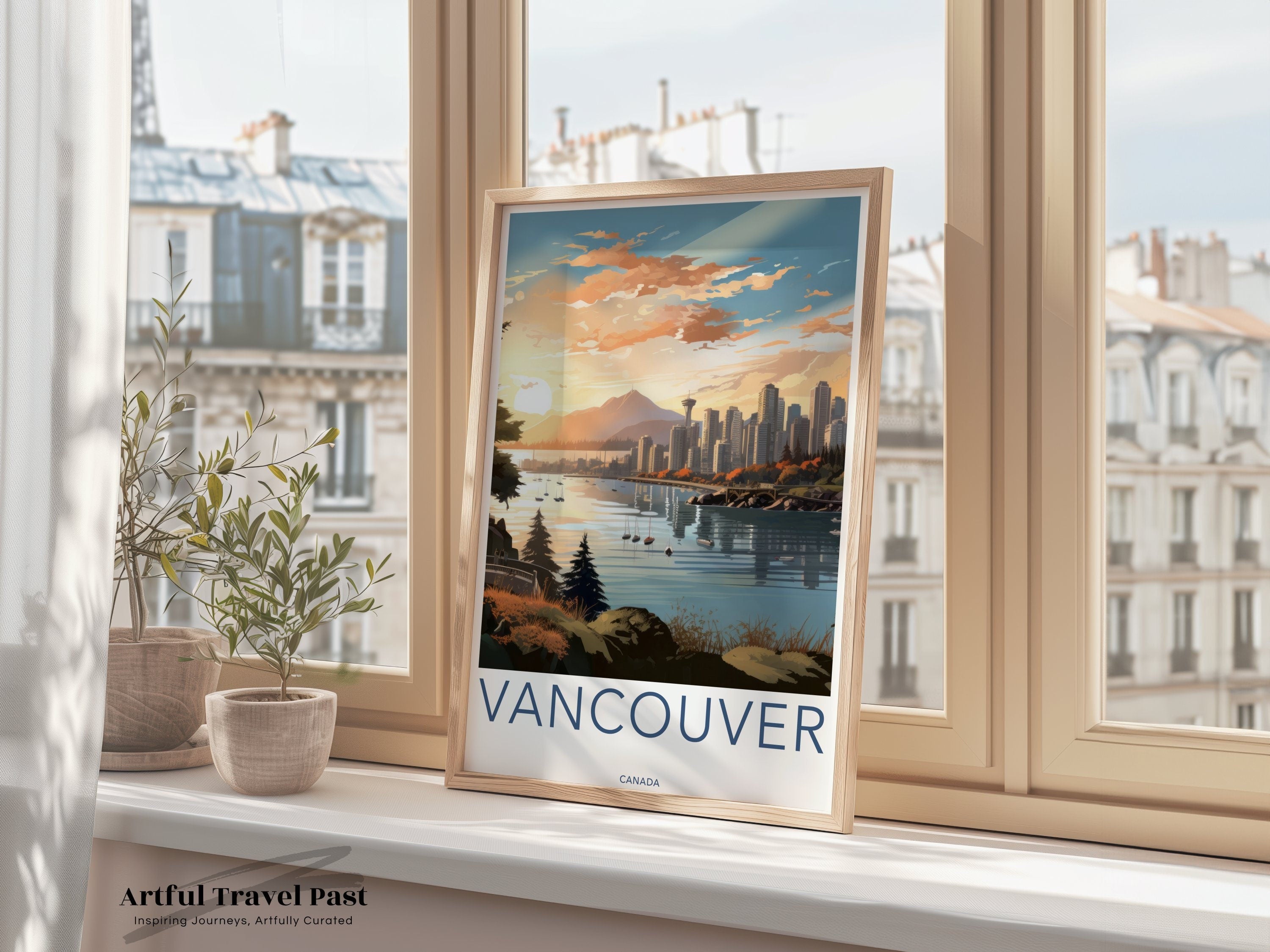 Vancouver Skyline Wall Art, Vancouver Cityscape Print, Canadian Urban Decor, Vancouver Downtown Artwork, Canada Travel Poster