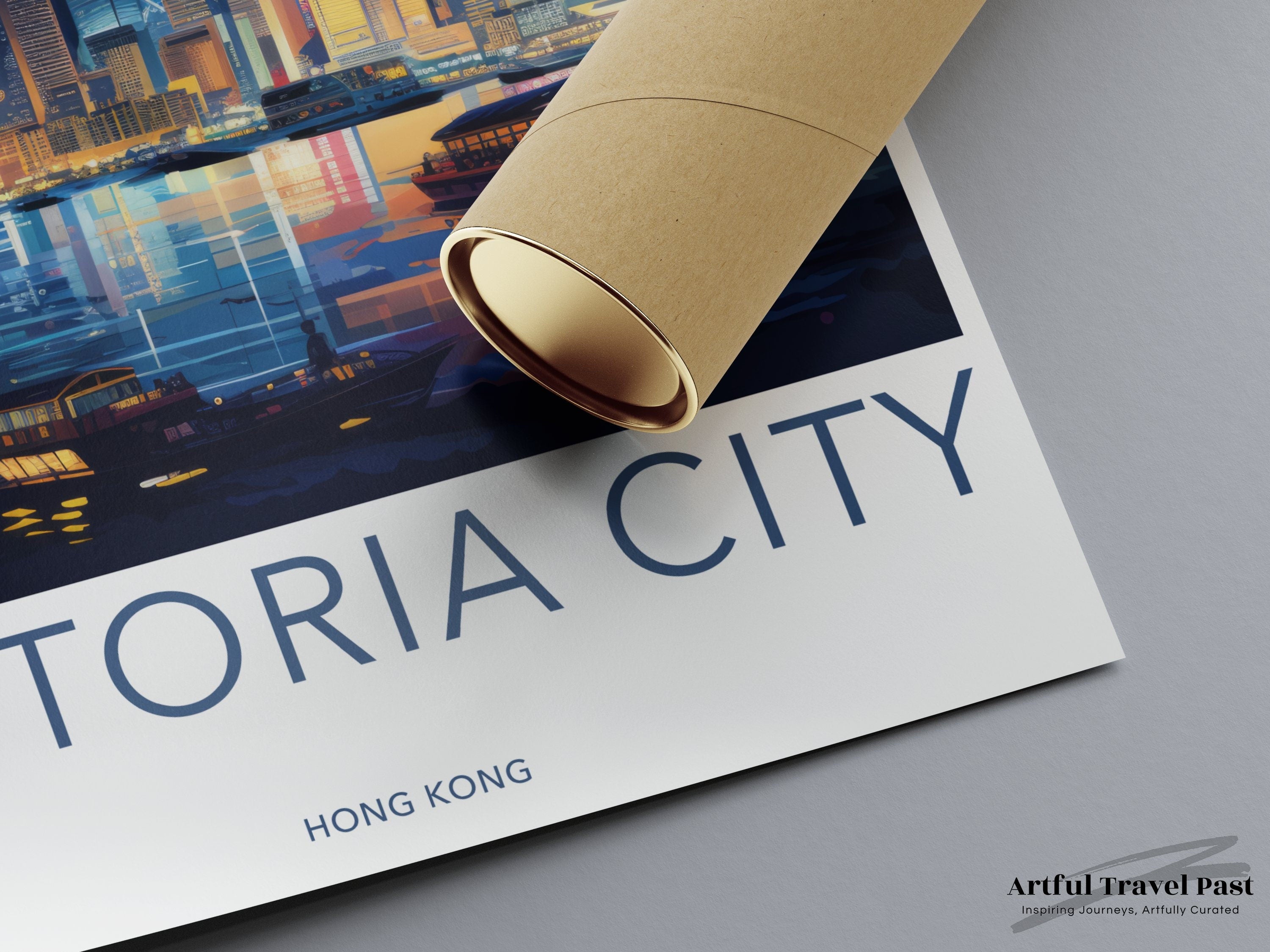 Victoria City Skyline Wall Art, Hong Kong Night View, Modern Cityscape Print, Vibrant Urban Poster, Illuminated Skyscrapers Decor