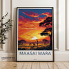 Maasai Mara Wall Art, Kenya Sunset Landscape Print, African Savannah Wildlife, Nature Scenic Decor, Safari Home Decoration