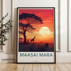 Maasai Mara Sunset Wall Art, African Savanna Landscape Print, Wildlife Decor, Nature Inspired Art, Home and Office Decoration