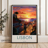 Lisbon Wall Art Print, Portugal Cityscape, Evening Sunset Art, European Travel Decor, Vibrant City View, Architectural Wonders, Cultural