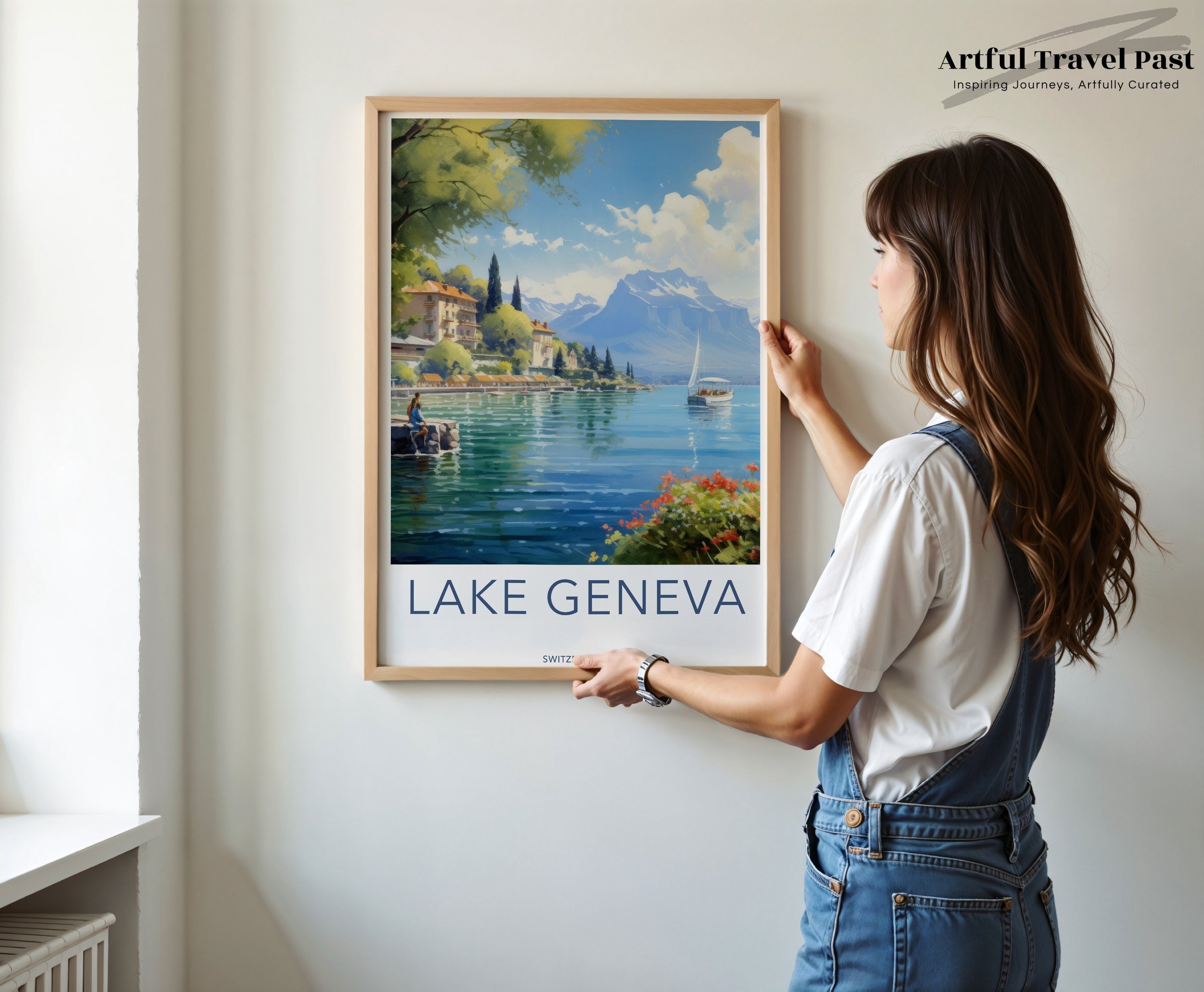 Lake Geneva Wall Art, Swiss Nature Artwork, Beautiful Landscape Poster, Scenic Switzerland Print, Home Decor, Office Decoration