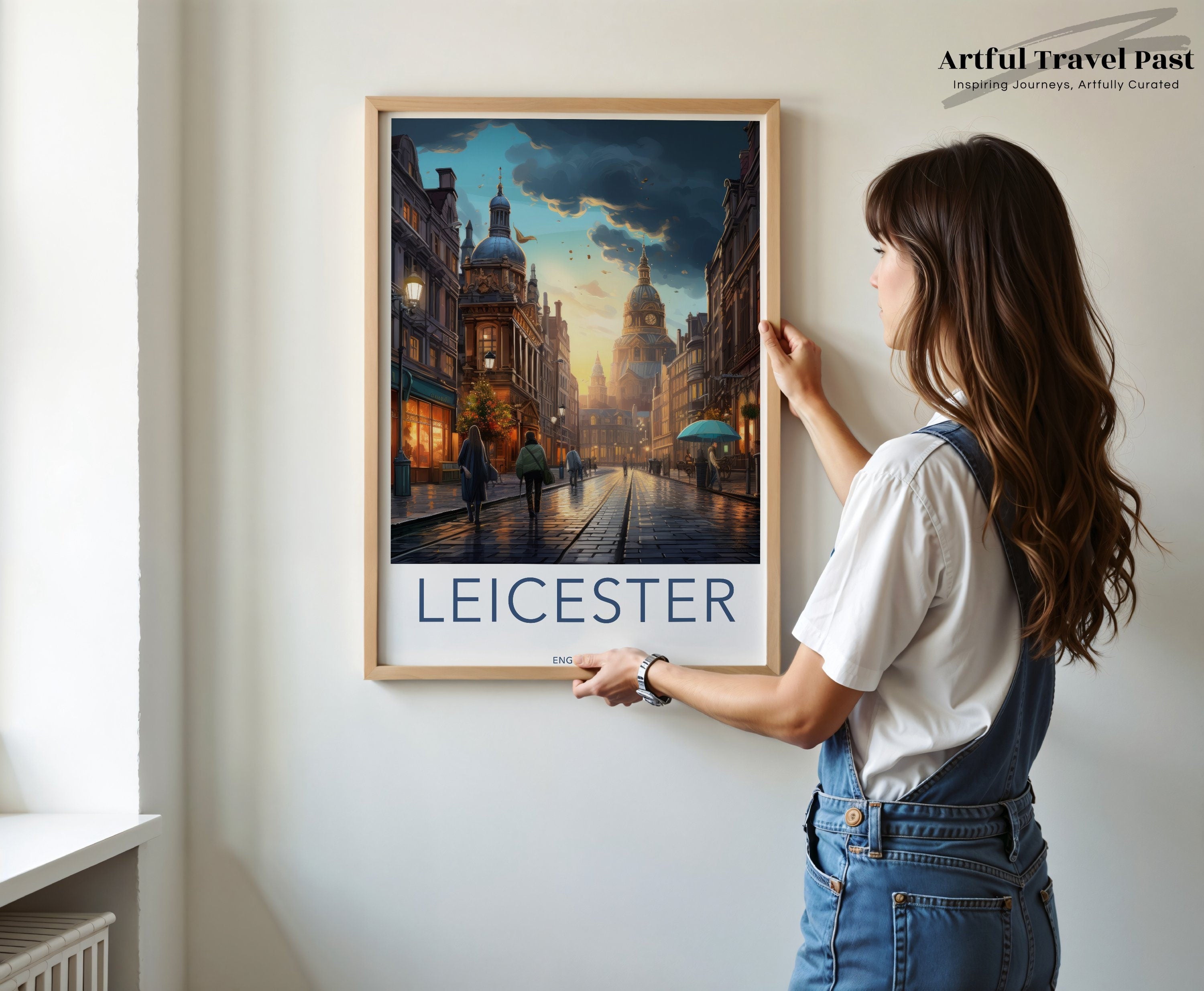 Leicester Cityscape, Historical Architecture Art, Beautiful Sunset Landscape, Wall Art, Travel Poster, Cultural Landmark Print