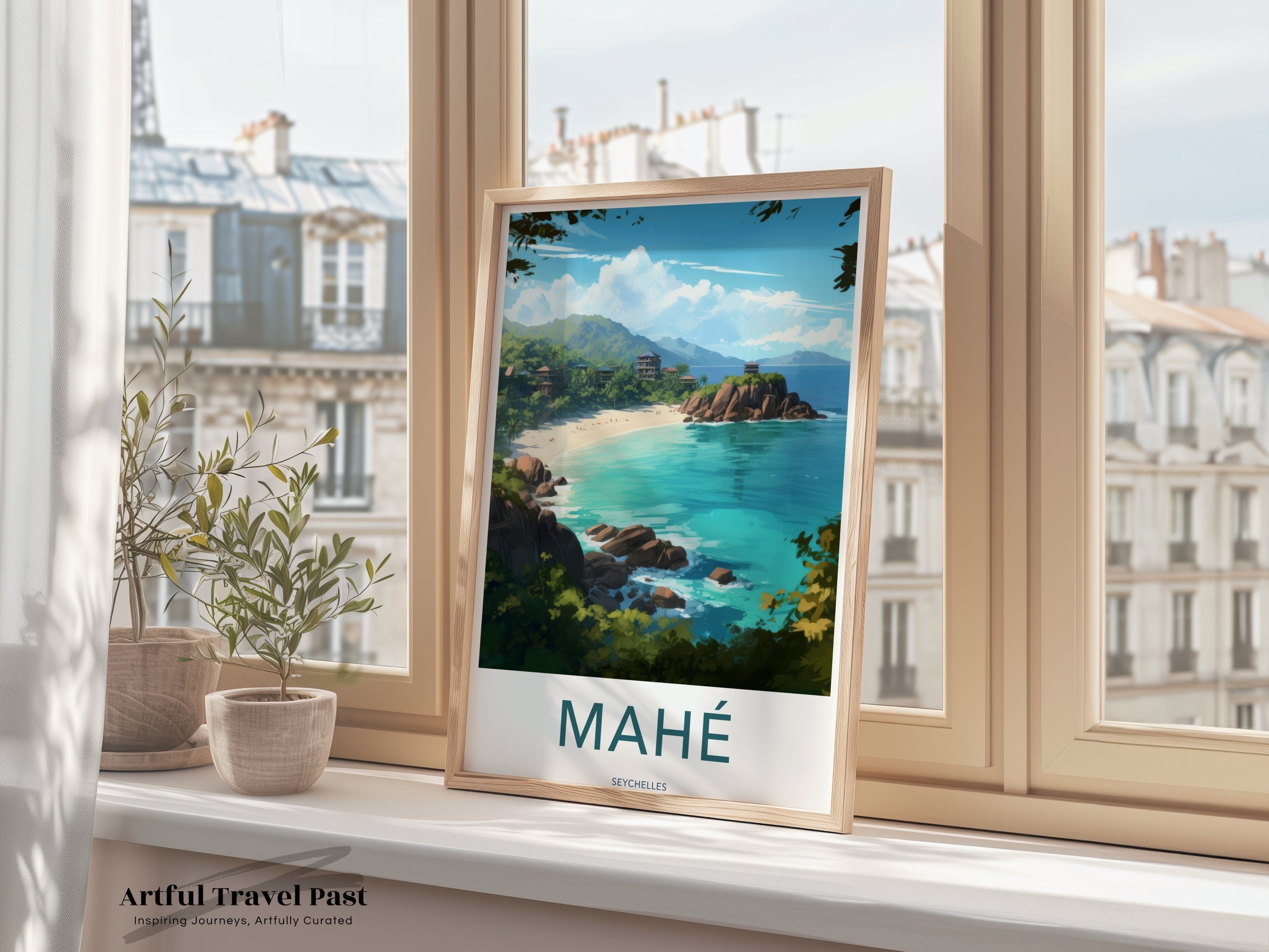 Mahé Seychelles Wall Art, Beach Landscape Print, Coastal Decor, Tropical Island Artwork, Home Office Decoration, Travel Poster, Scenic View