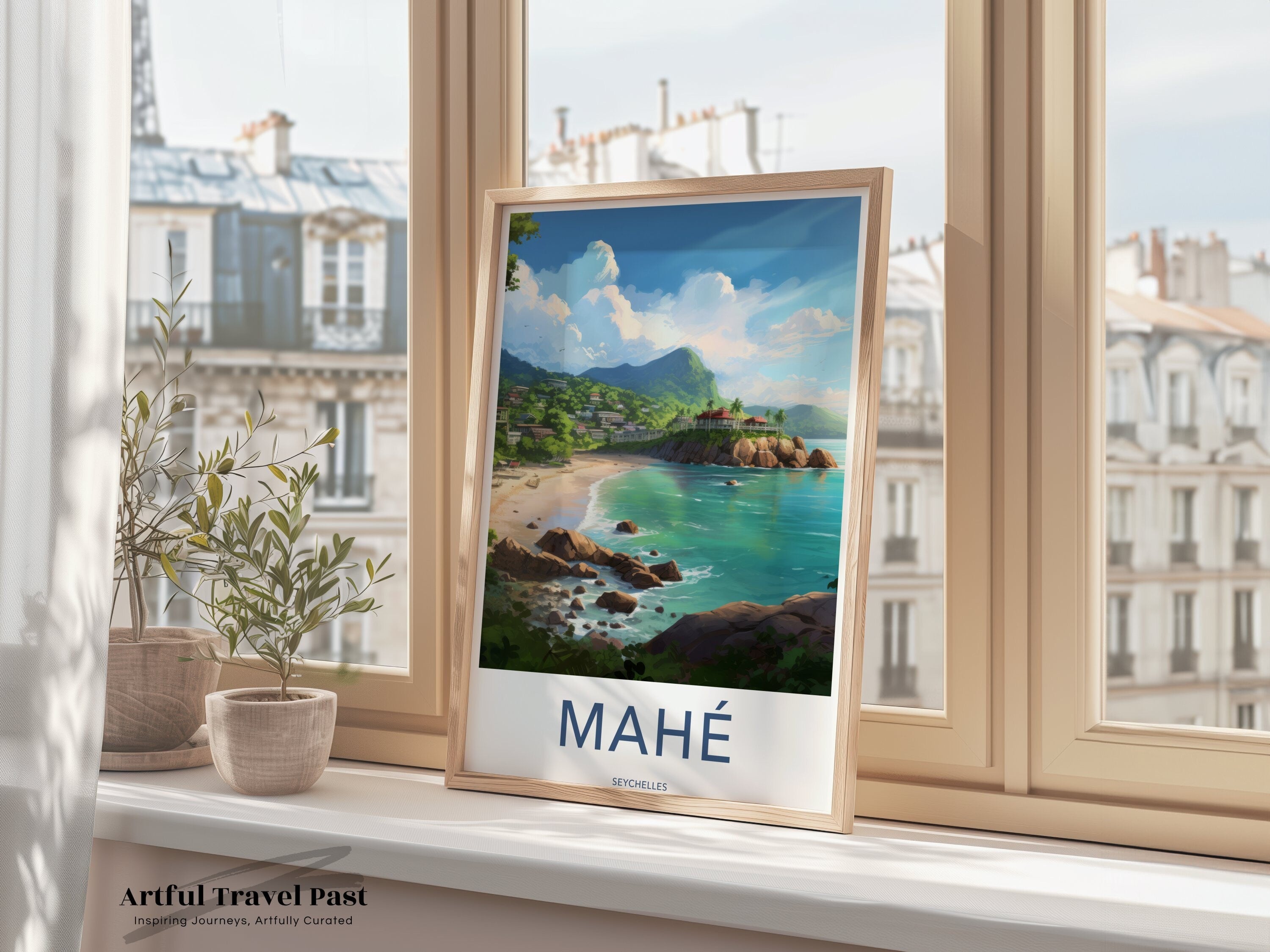 Mahé Island Art Print, Seychelles Wall Art, Coastal Landscape Poster, Beach View Artwork, Tropical Paradise Decor, Scenic Seaside Picture