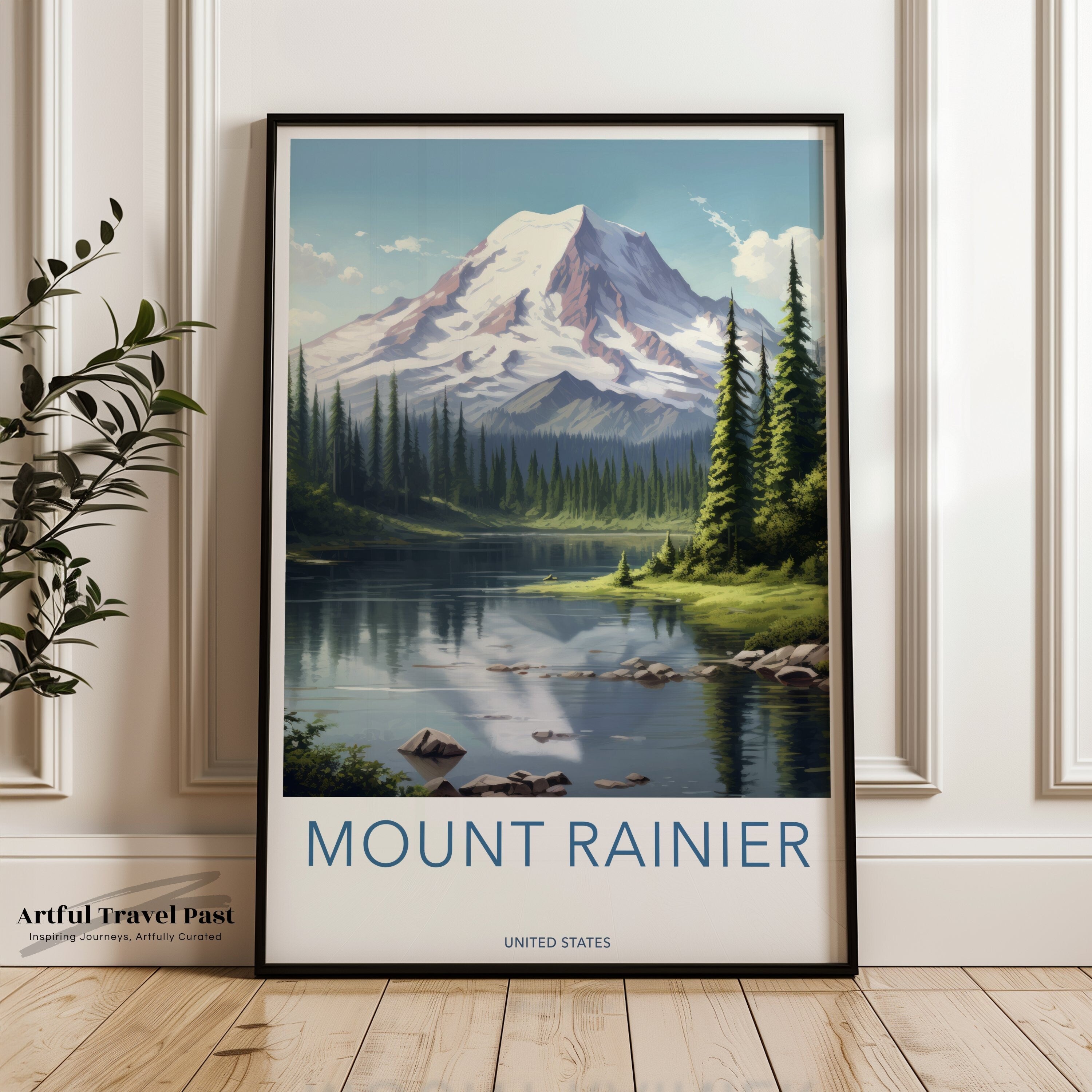 Mount Rainier Wall Art, National Park Poster, Pacific Northwest Decor, Scenic Landscape Print, Mountain Artwork, Nature Illustration