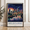 Melbourne City Skyline Wall Art, Illuminated Night View Print, Vibrant Urban Landscape, Modern Home Decor, Australia Travel Art