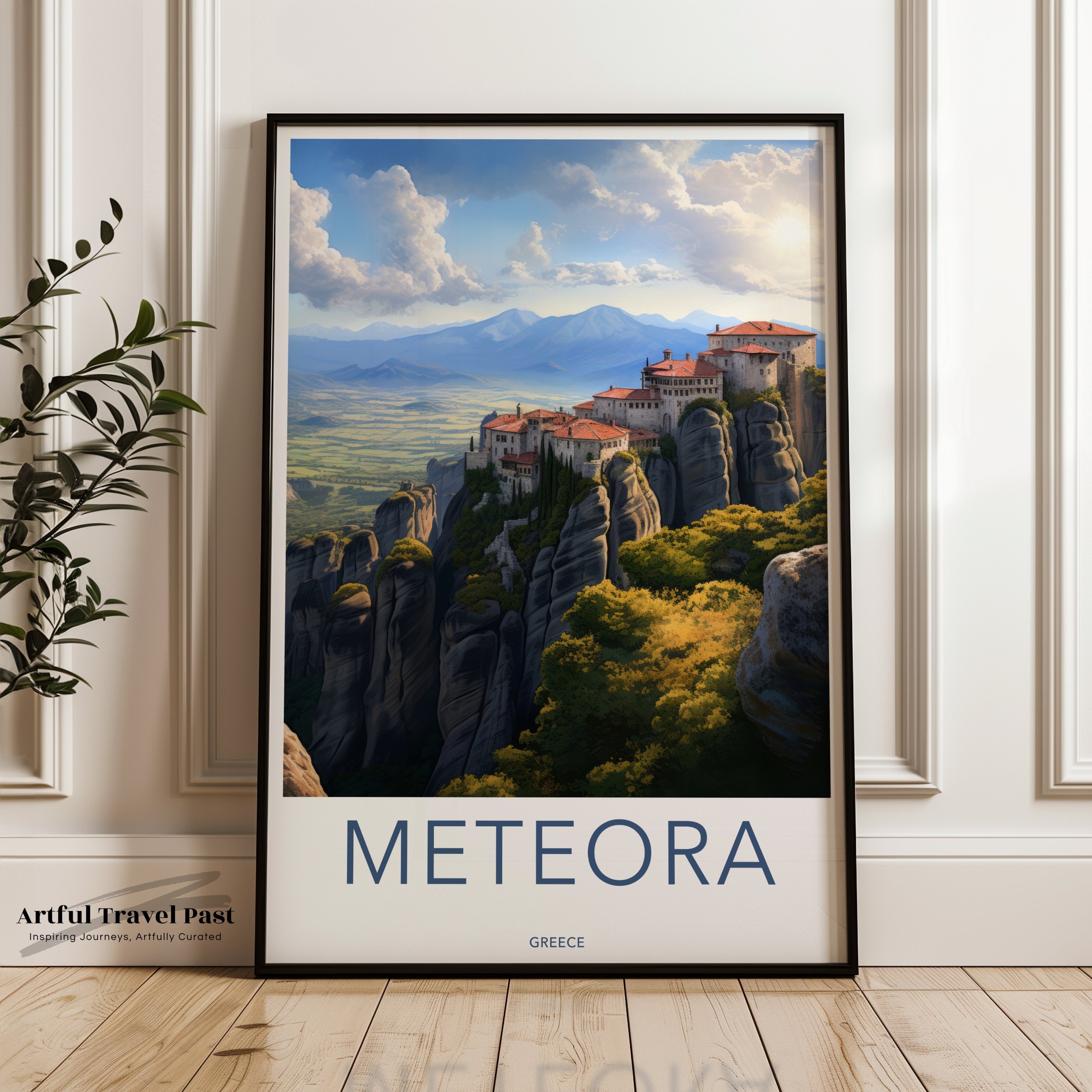 Meteora Wall Art, Greek Historical Landmarks, Scenic Greece Decor, Architectural Wonders Print, Natural Beauty Artwork