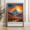 Mount Kailash Wall Art, Sacred Mountain Landscape Print, Tibetan Pilgrimage Decor, Spiritual Journey Artwork, Himalayan Sunset Scene