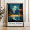 Ninh Binh Wall Art, Vietnam Scenic Landscape Print, Ninh Binh Nature Poster, Vietnamese Travel Decor, Moonlit Night Decor