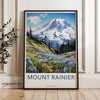 Mount Rainier Wall Art Print, Pacific Northwest Home Decor, Scenic Nature Landscape, Vintage Travel Poster, Mountain Wildflowers