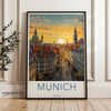 Munich Cityscape Wall Art, Sunrise Over Munich Print, Historic Architecture Decor, Bavaria Skyline Poster, German Cultural Landmark