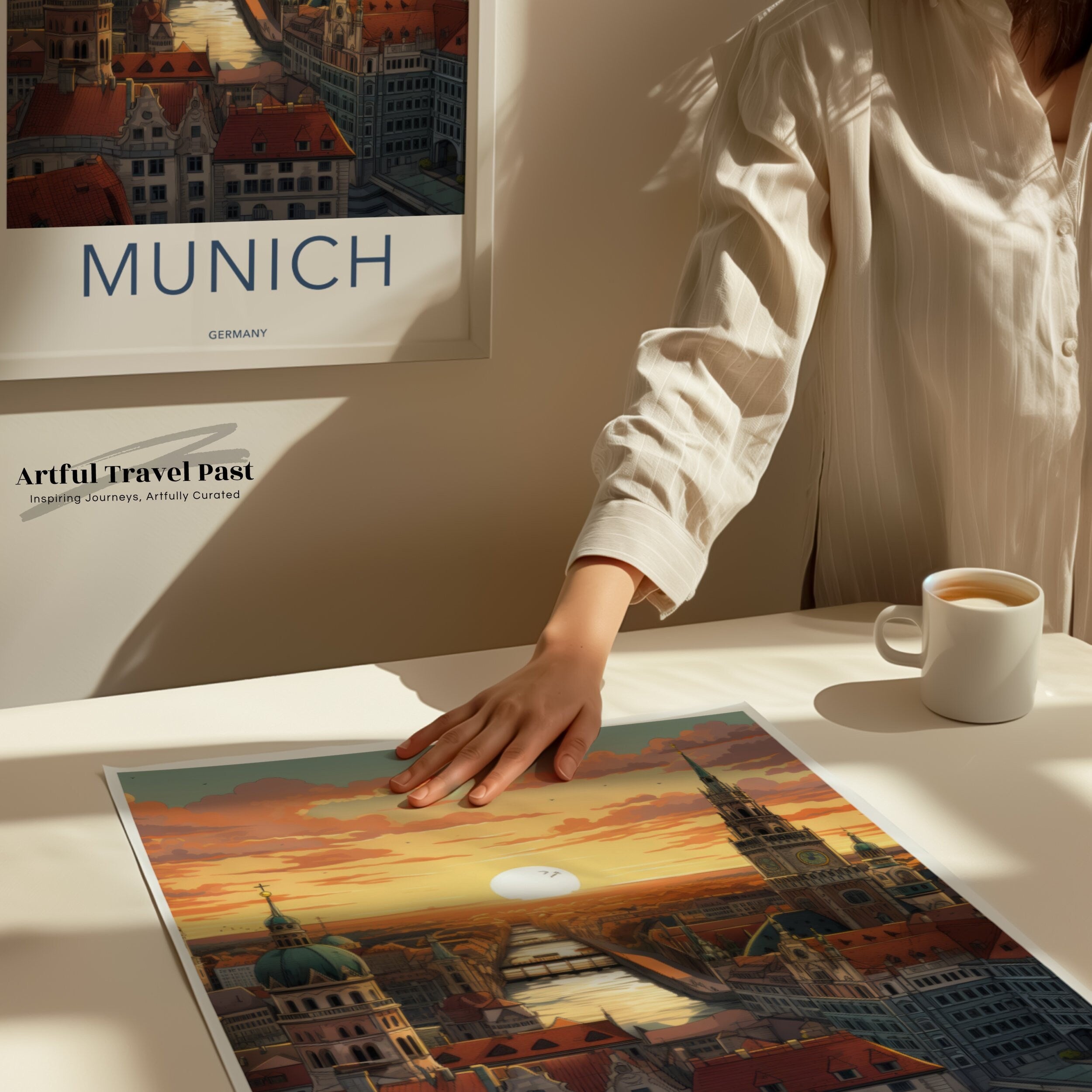 Munich Skyline Wall Art, Sunset View Wall Decor, Architectural Landmarks Print, Historical Cityscape Poster, Germany Travel Artwork