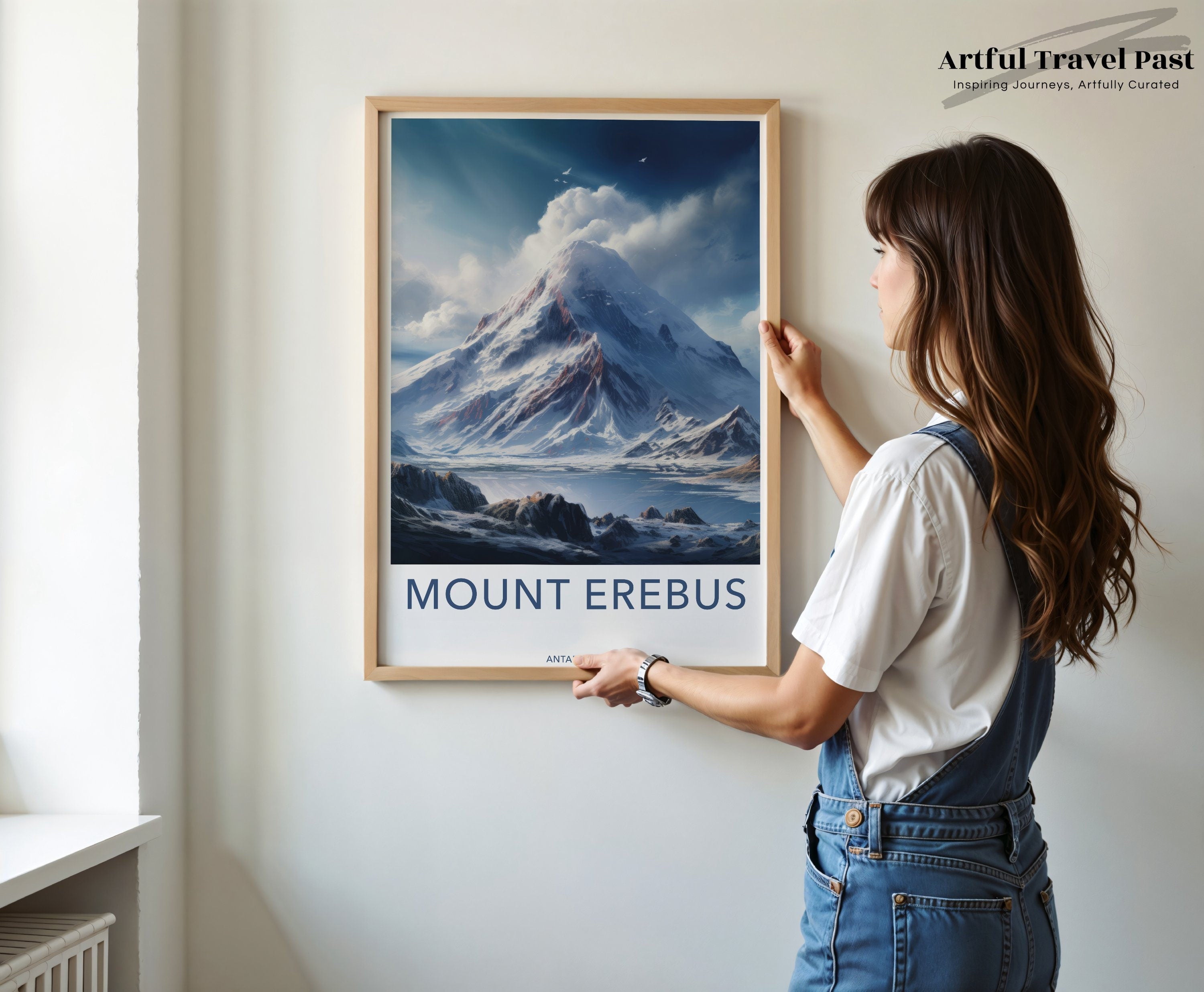 Mount Erebus Wall Art, Antarctica Mountain Poster, Adventure Travel Print, Scenic Landscape Artwork, Nature Photography Decor