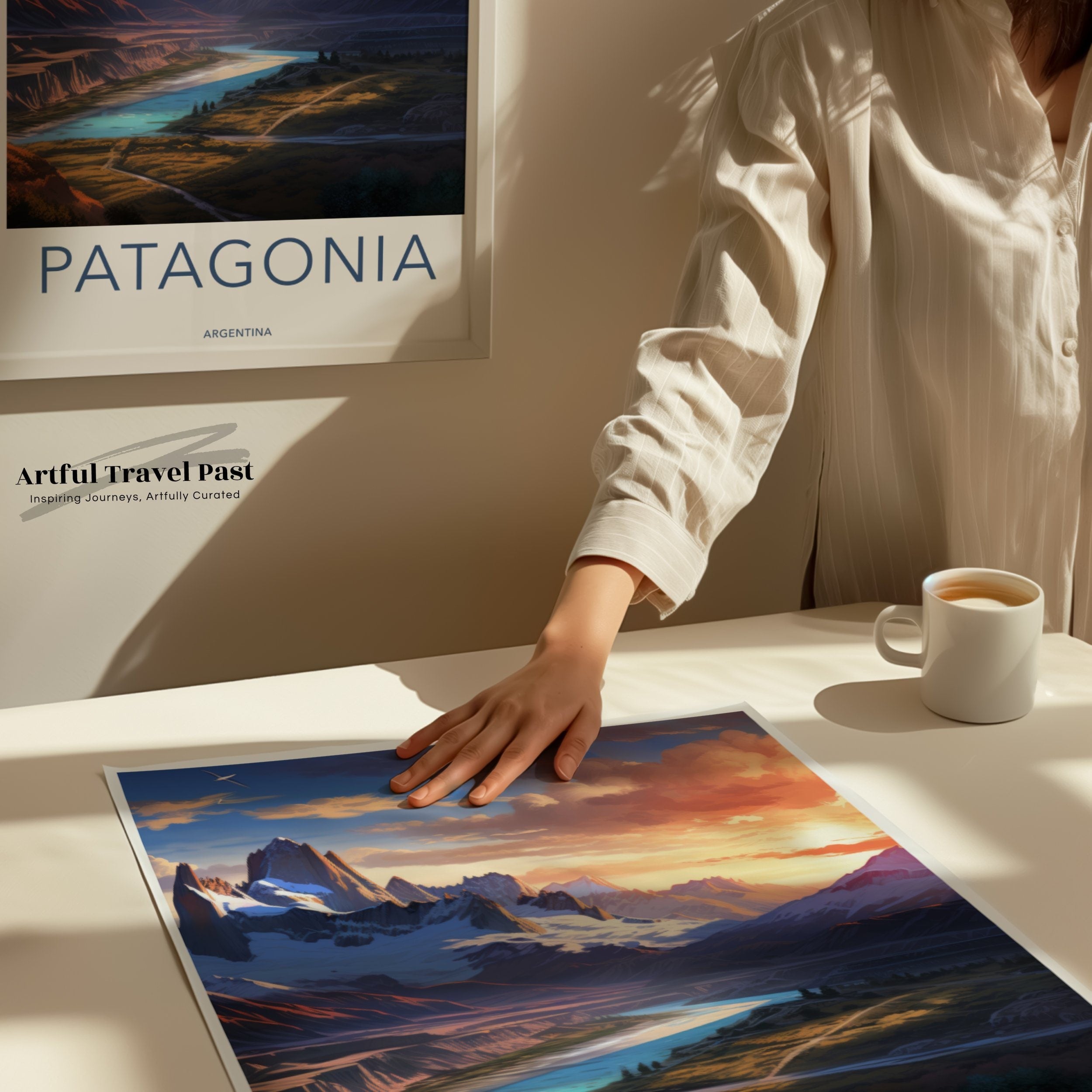 Patagonia Argentina Landscape Wall Art, Mountain Sunset Poster, South American Scenic Print, Nature Inspired Home Decor