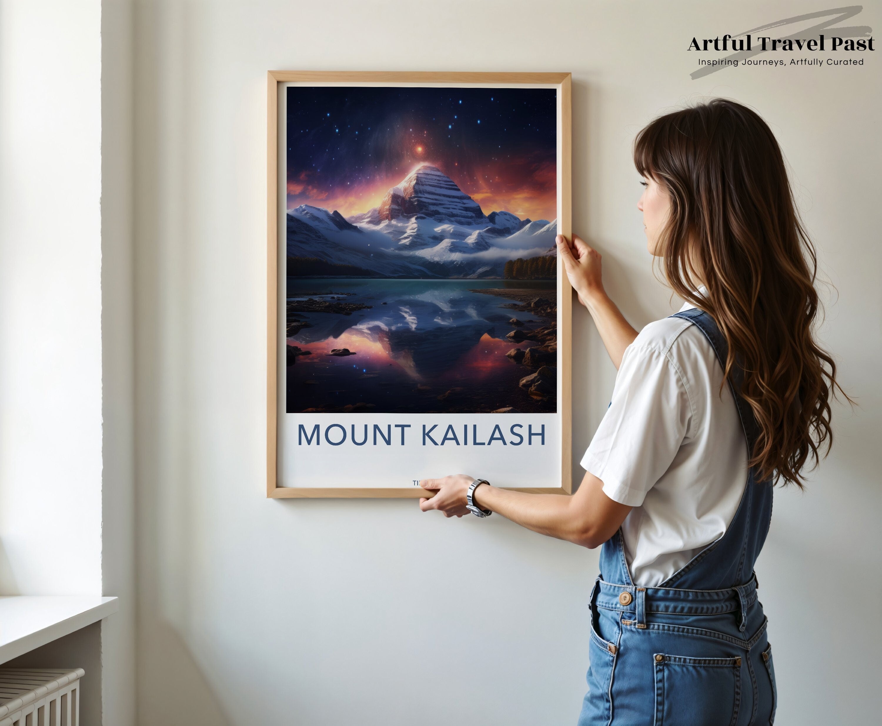 Mount Kailash Wall Art Print, Himalayan Mountain Landscape Poster, Sacred Tibetan Peak Decoration, Spiritual Home Decor