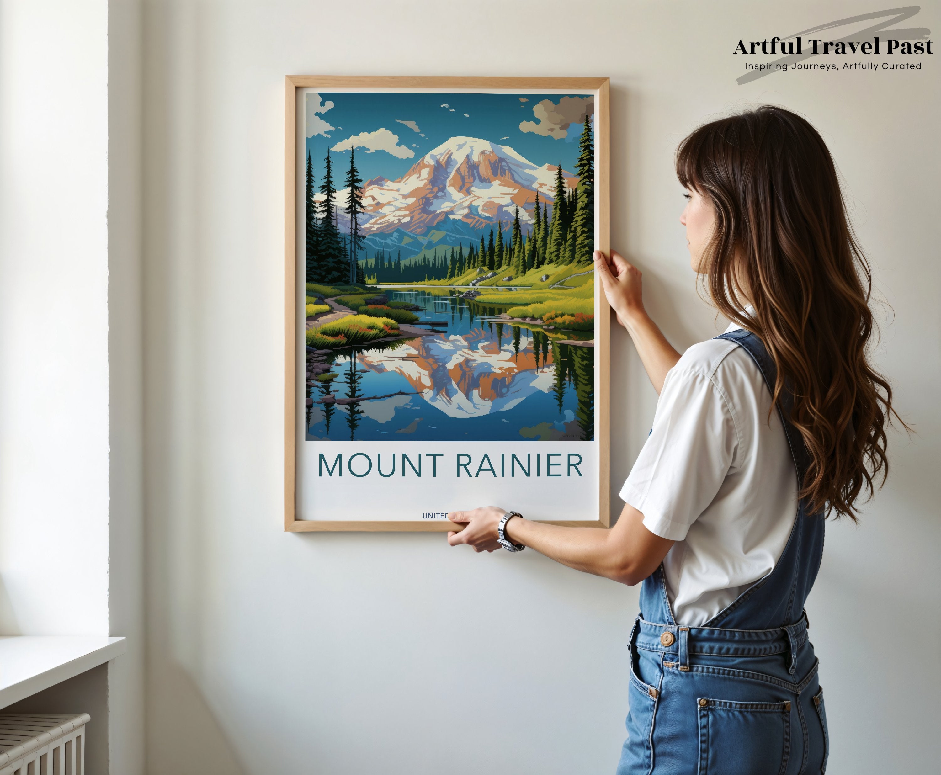 Mount Rainier Print, Nature Wall Art, Scenic Mountain Artwork, National Park Poster, Pacific Northwest Decor, Hiking Adventure Gift