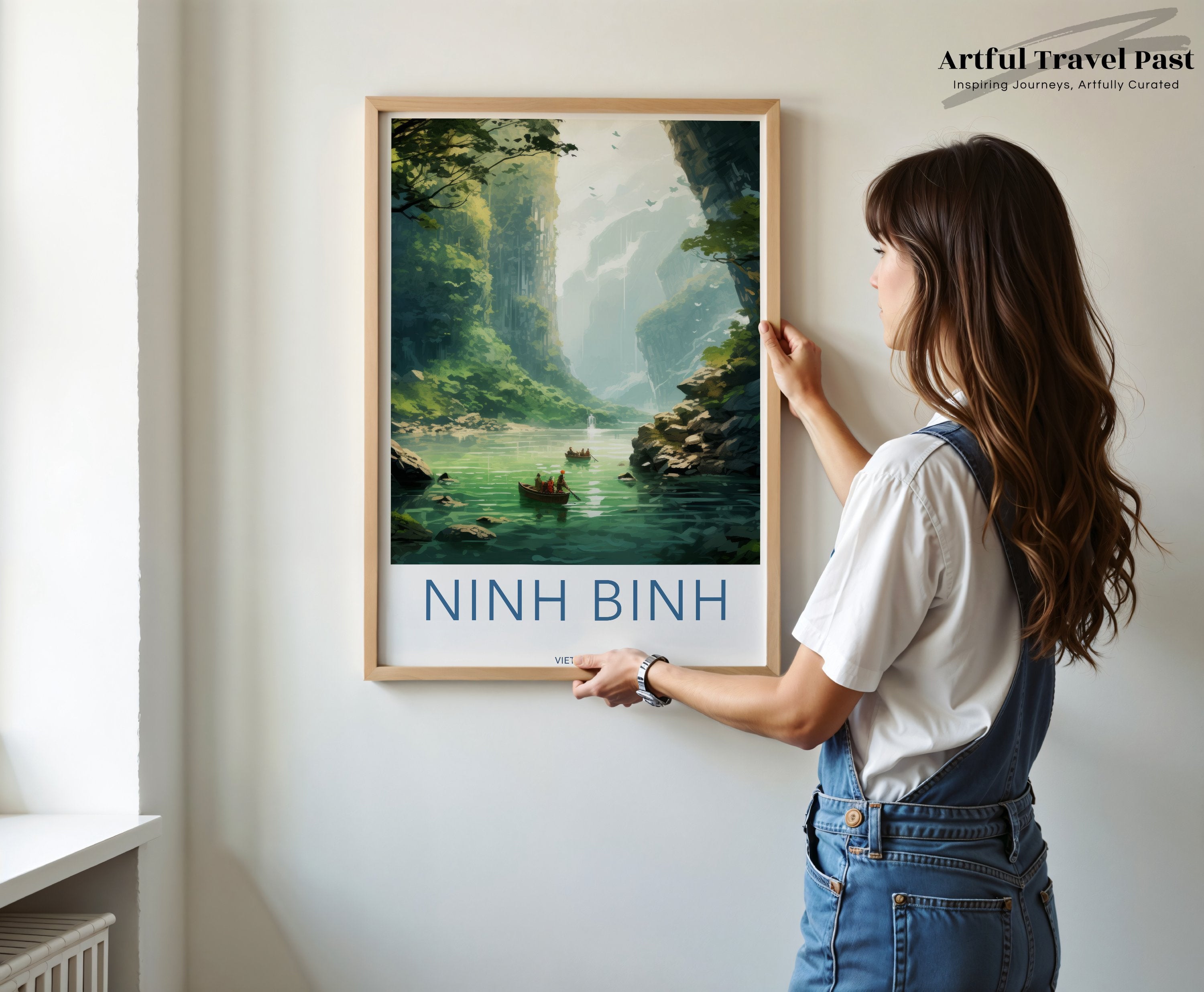 Ninh Binh Wall Art, Scenic Landscape Print, Vietnam Nature Poster, Home Decor, Travel Photography, Watercolor Style, Living Room Art