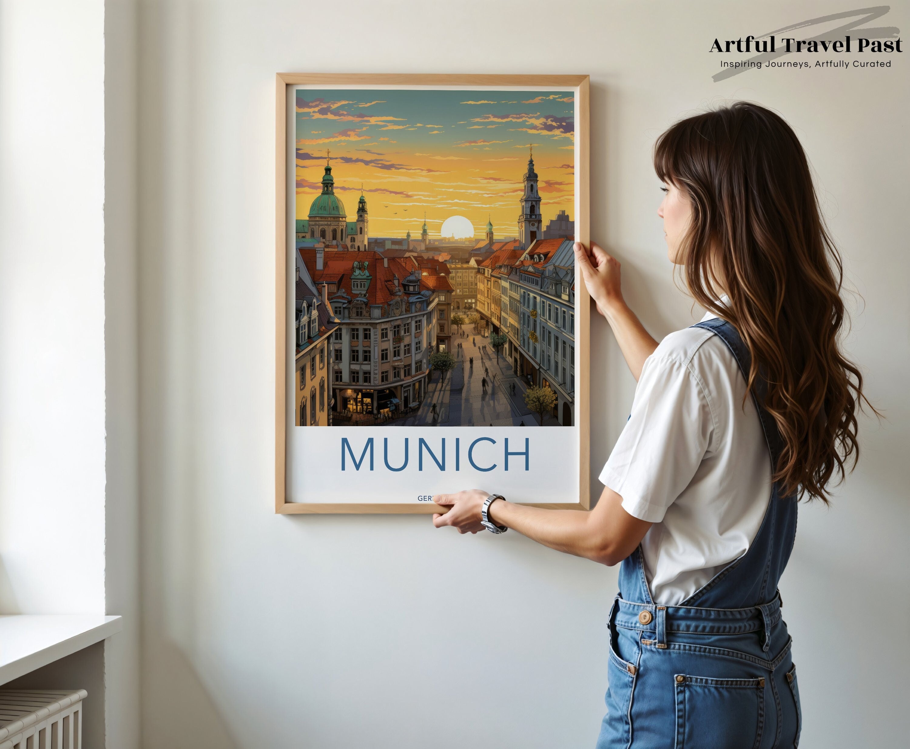 Munich Cityscape Wall Art, Sunrise Over Munich Print, Historic Architecture Decor, Bavaria Skyline Poster, German Cultural Landmark