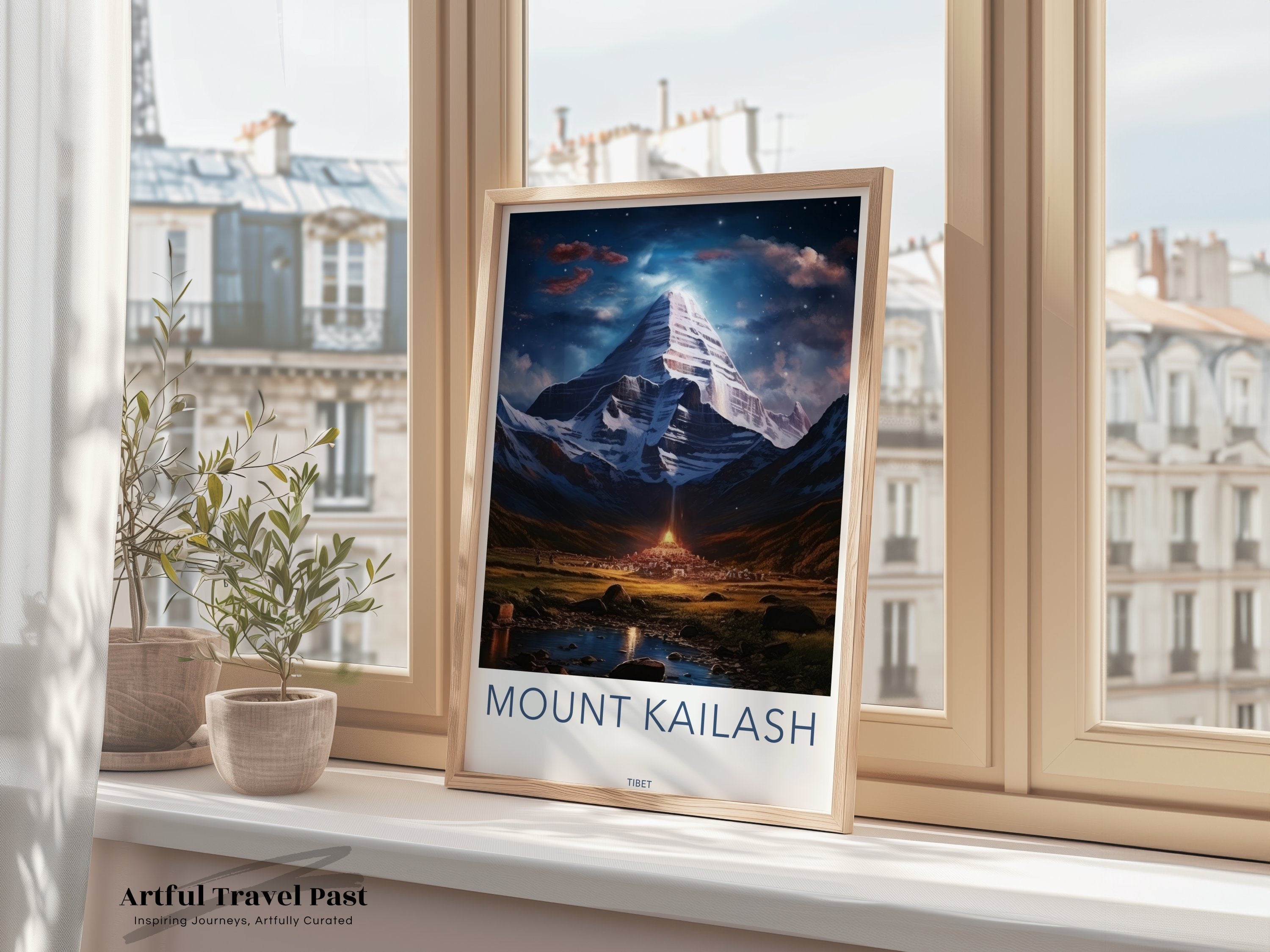 Mount Kailash Wall Art, Sacred Mountain Decor, Tibetan Landscape Art, High Quality Wall Print, Spiritual Home Decor, Nature Painting