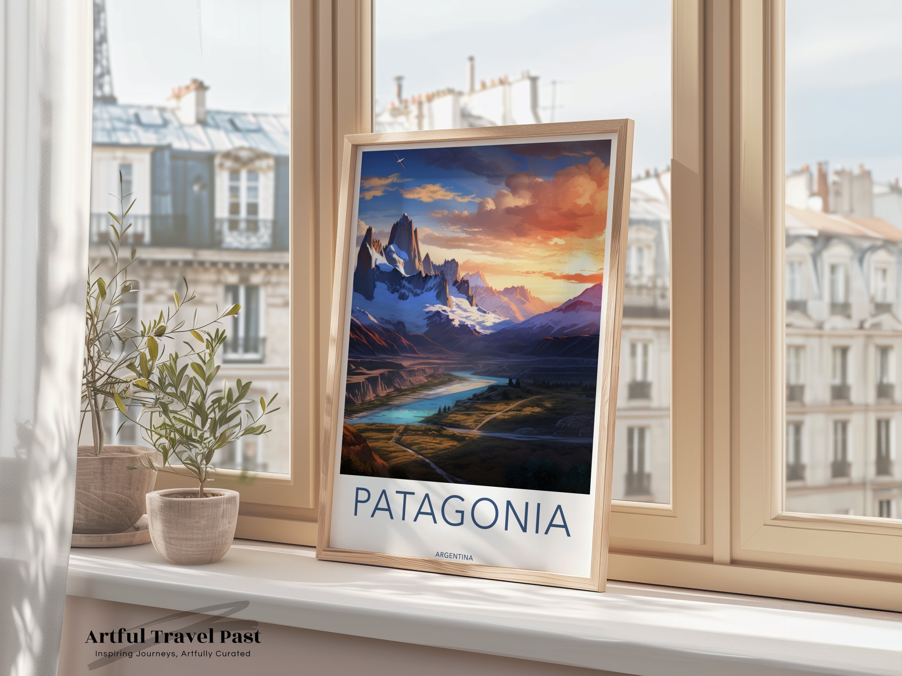 Patagonia Argentina Landscape Wall Art, Mountain Sunset Poster, South American Scenic Print, Nature Inspired Home Decor