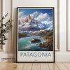 Patagonia Wall Art Print, Scenic Landscape Poster, Vintage Travel Artwork, Nature Photography, Mountain and Sea View, Home Decor