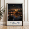 Punjab Wall Art, Golden Temple Night Scene, India Artwork, Historical and Cultural Landmark, Moonlit Sky, Architectural Wonders