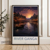 River Ganga Wall Art, India Scenic Poster, Cultural Landmark Decor, Historical River View, Sunset Landscape Print, Architectural Wonders