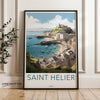 Saint Helier Wall Art, Jersey Coastal Print, Historic Town Illustration, Maritime Cityscape Poster, Seaside Decor