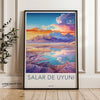 Salar de Uyuni Wall Art, Bolivia Travel Poster, Sunset Landscape Print, South American Decor, Scenic View Artwork, Nature Illustration