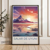 Salar de Uyuni Wall Art, Bolivia Landscape Print, Stunning Sunset Reflection, Scenic Mountain View, Nature Photography Decor