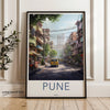 Pune City Street View Wall Art, India Urban Landscape Poster, Colorful Cityscape Print, Pune Decor, Indian City Art