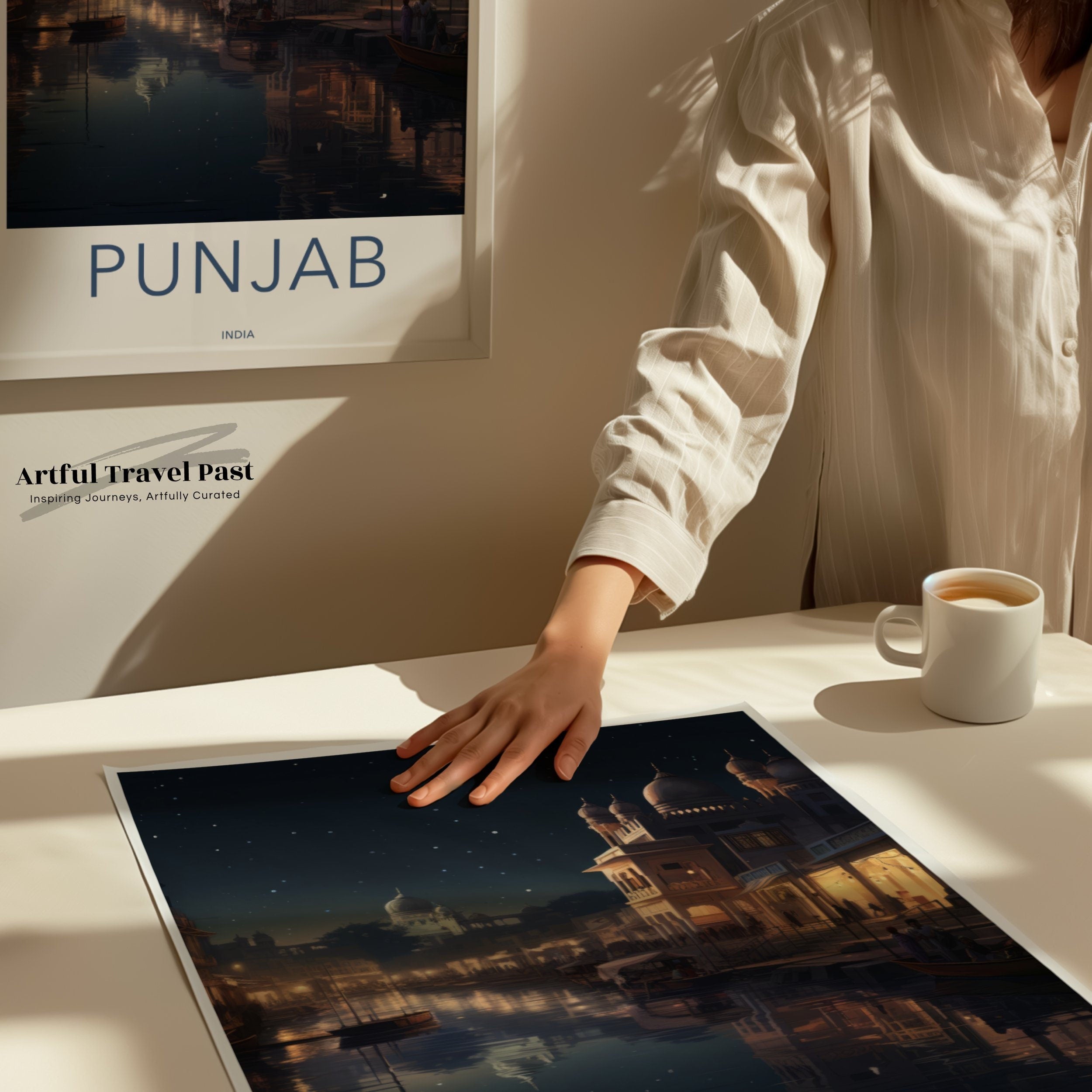 Punjab Wall Art, Night View Print, Architectural Wonders Décor, Water Reflection Poster, Cultural Landmarks Art, Indian Heritage