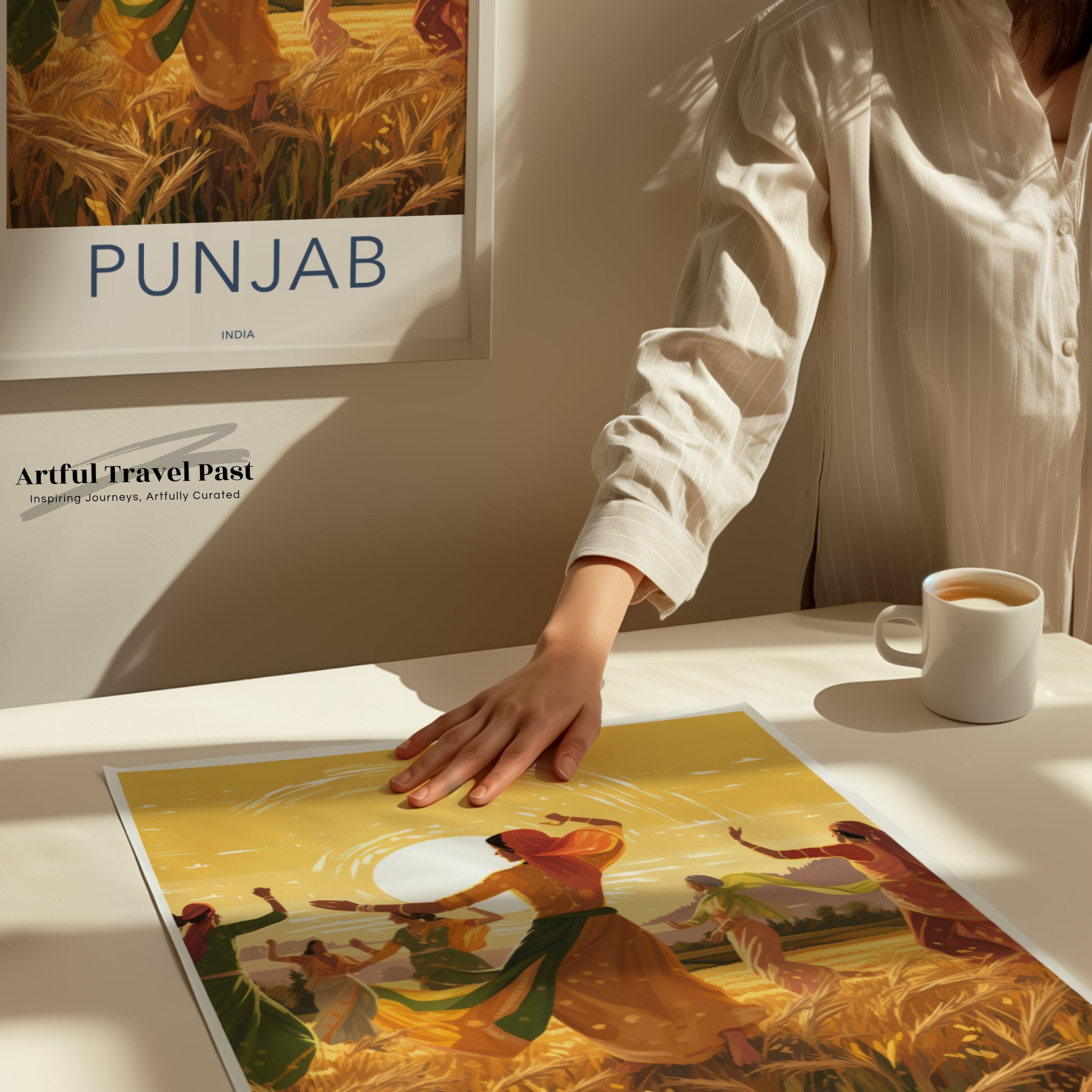 Punjab Inspirational Wall Art, Indian Cultural Decor, Traditional Dance Poster, Vibrant Sunset Print, Home or Office Decoration