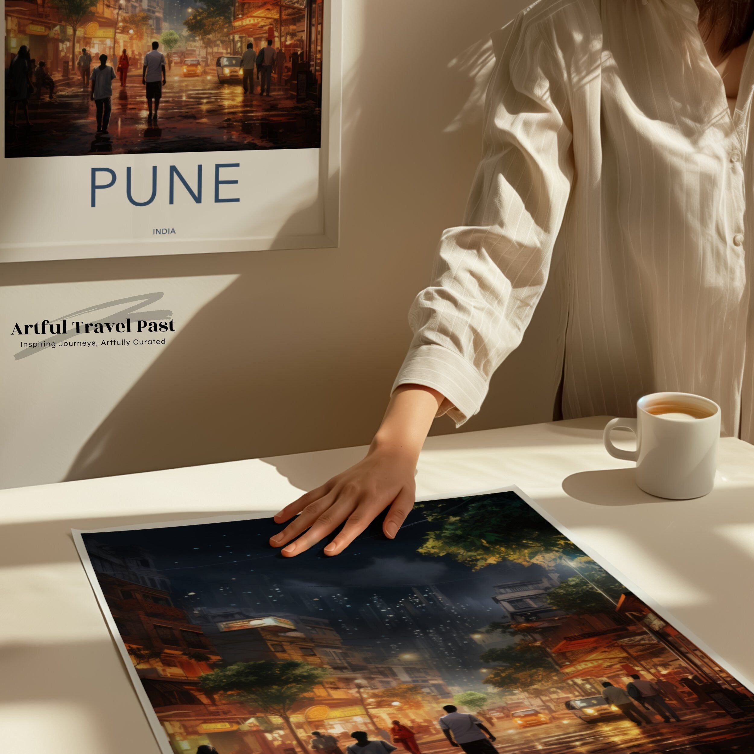 Pune Cityscape Wall Art, Urban Night Scene Print, Indian City Streets, Home Decor Poster, Modern City Night Lights, Cultural Landmark